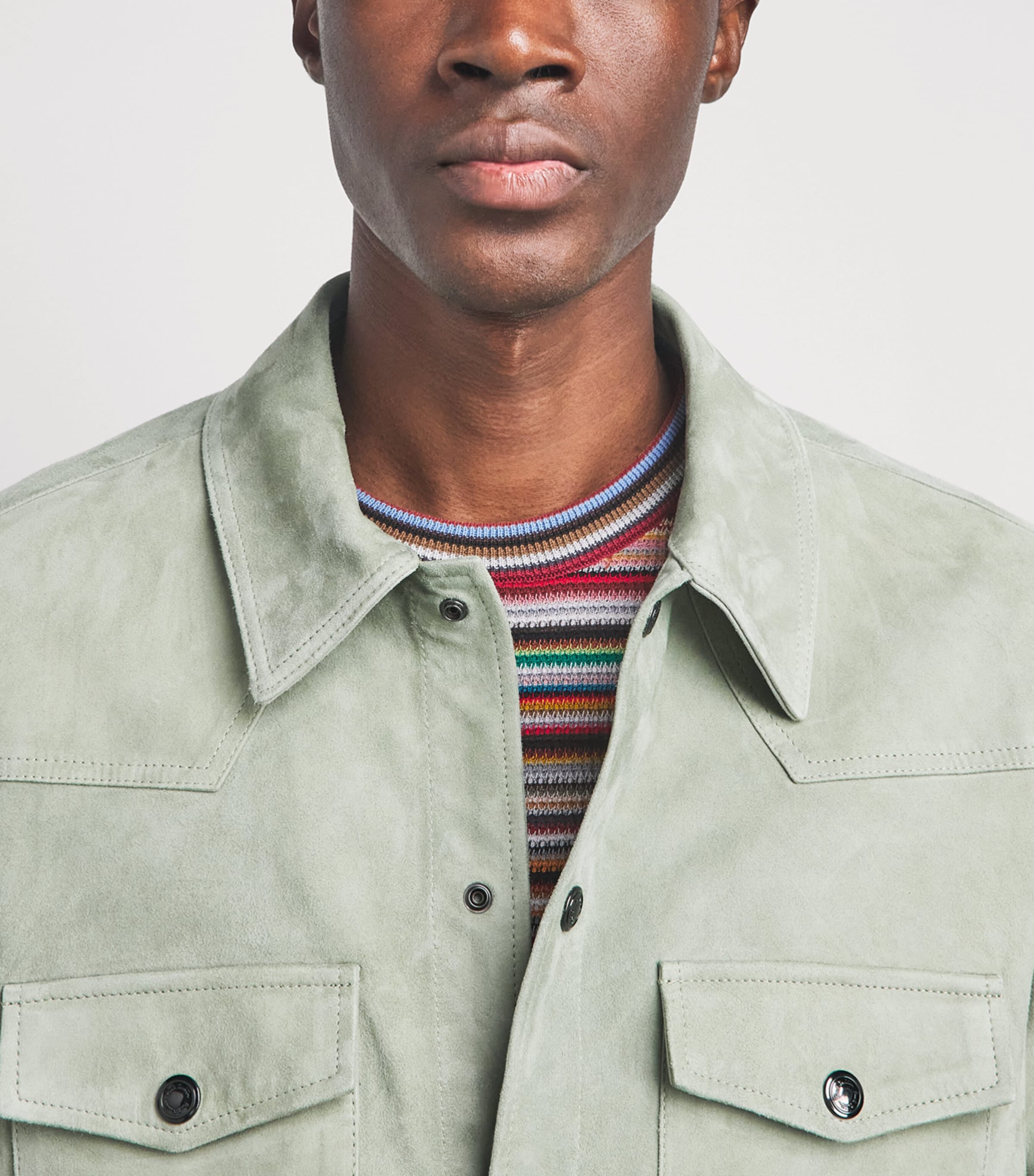 Paul Smith Mens Suede Slim Overshirt Green Image 3