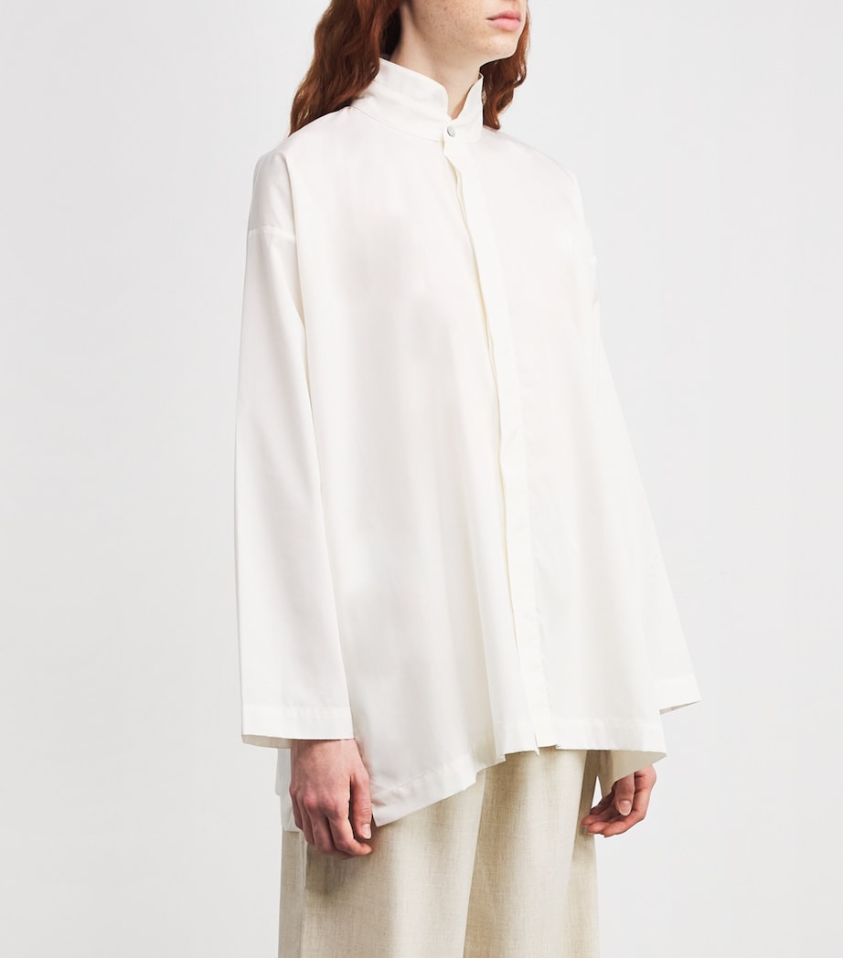 Cotton Slim Double Stand-Collar Shirt IVORY Image 3