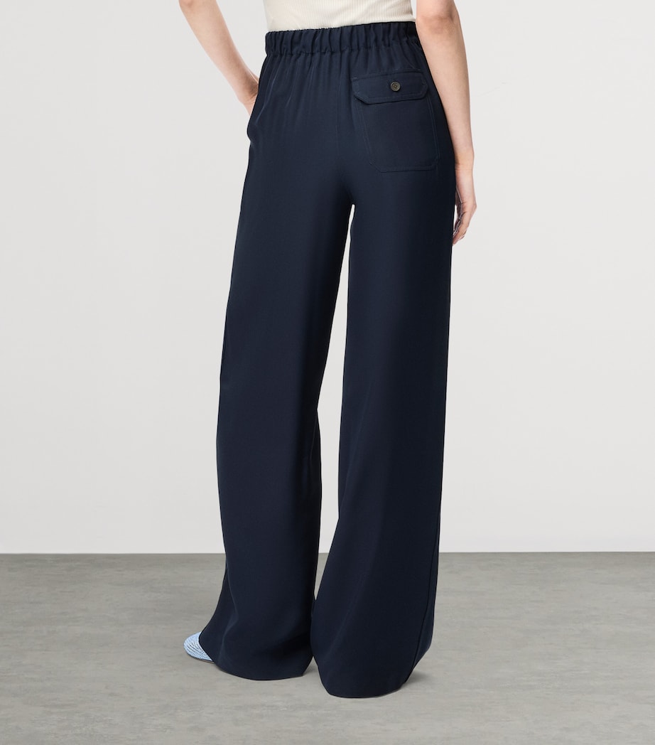 Silk Anagram Wide-Leg Trousers NAVY BLUE Image 4