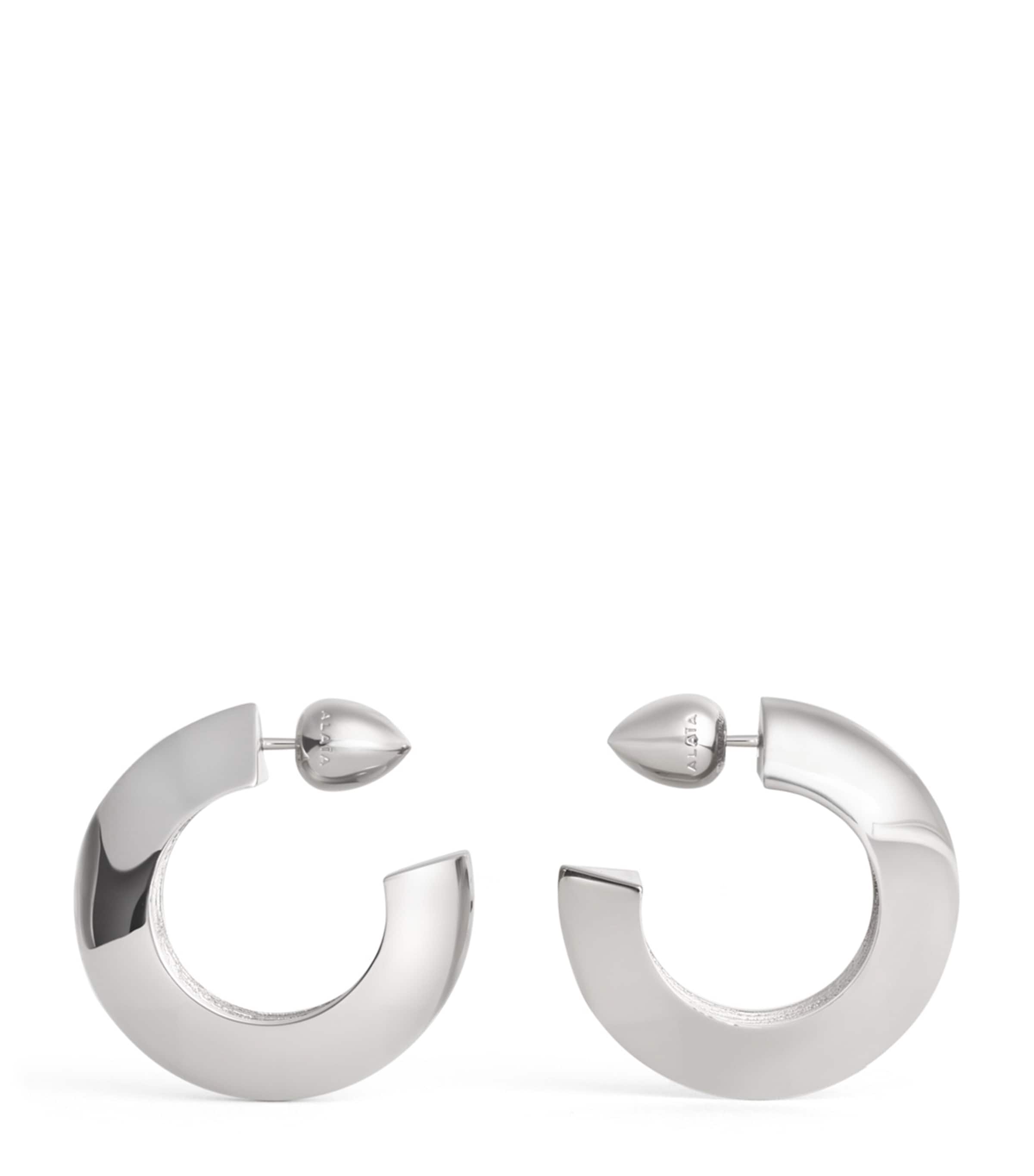 Alaïa Edge Hoop Earrings White Silver Image 1