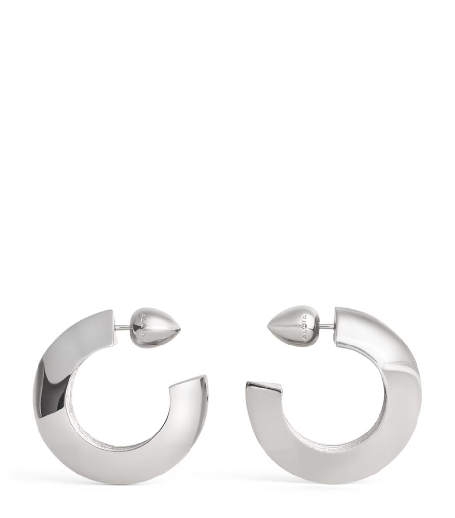 Alaïa Edge Hoop Earrings White Silver Image 1