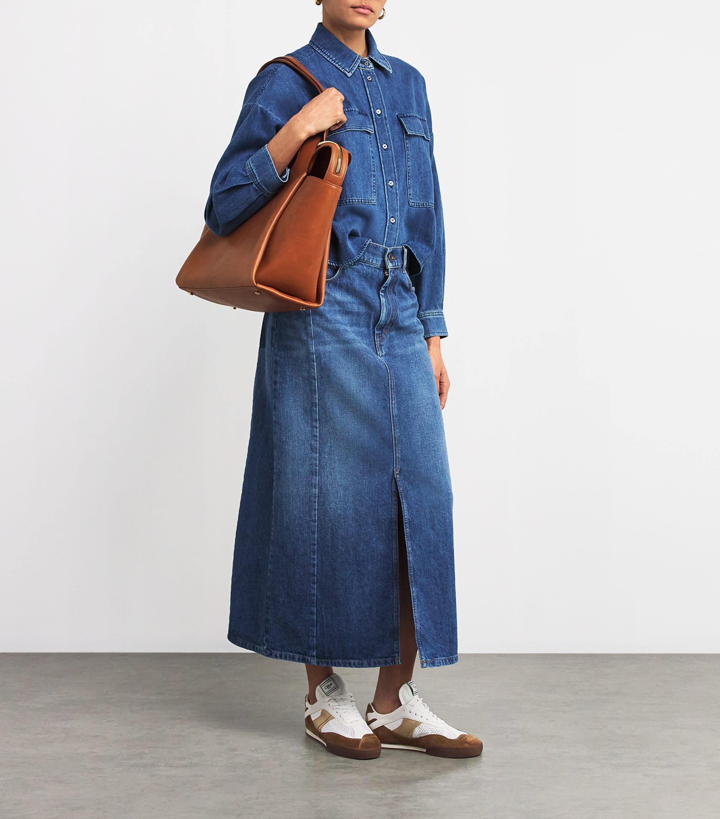 Denim Midi Skirt NAVY Image 2