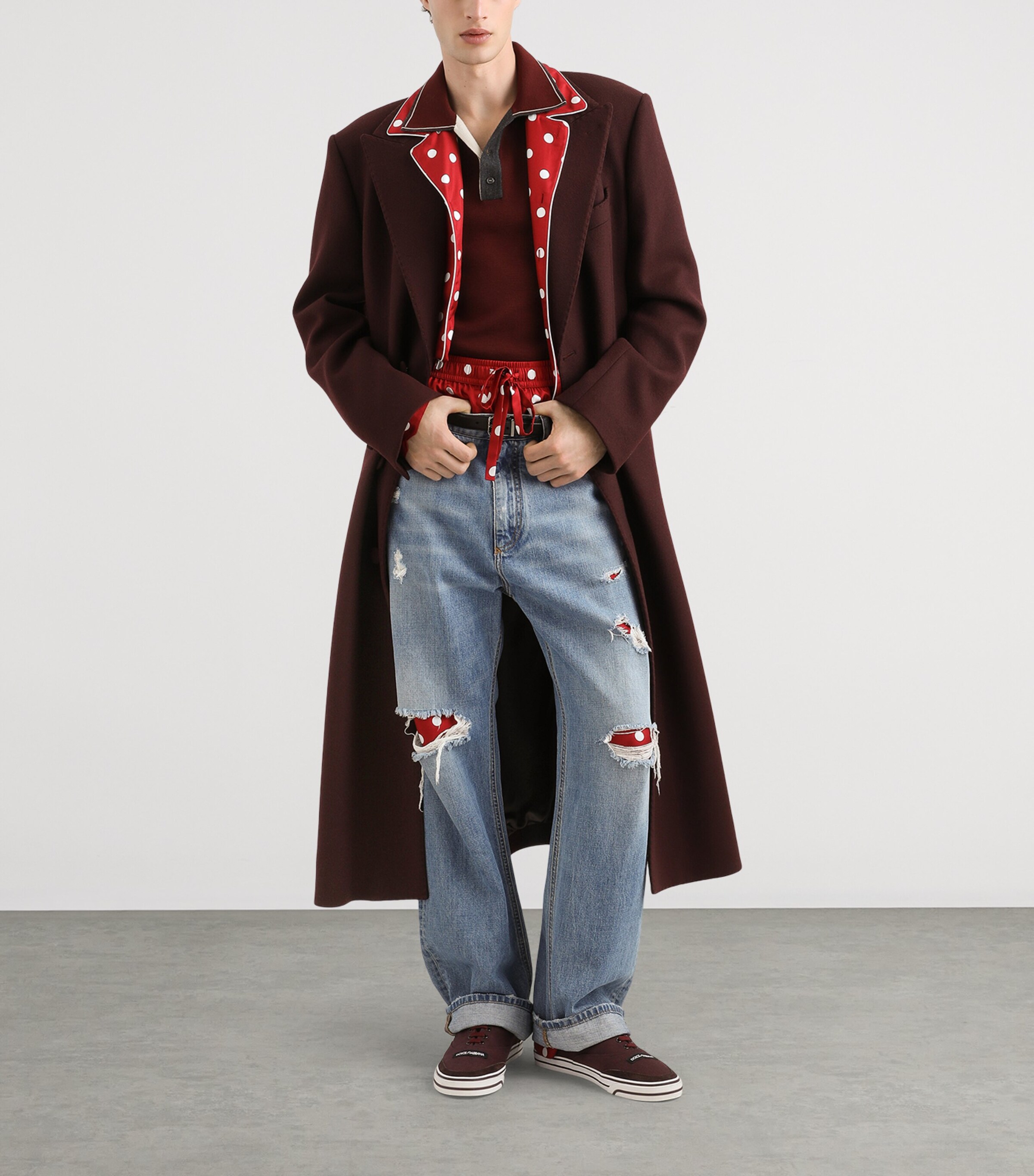 Dolce&Gabbana Mens Wool-Blend Coat Brown Dark V Image 2