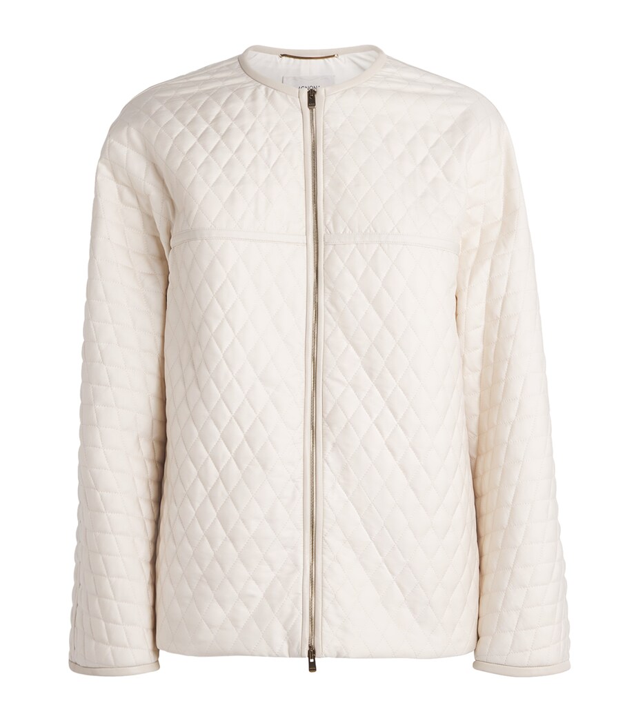Agnona Womens Silk-Blend Quilted Jacket Oyster Image 1