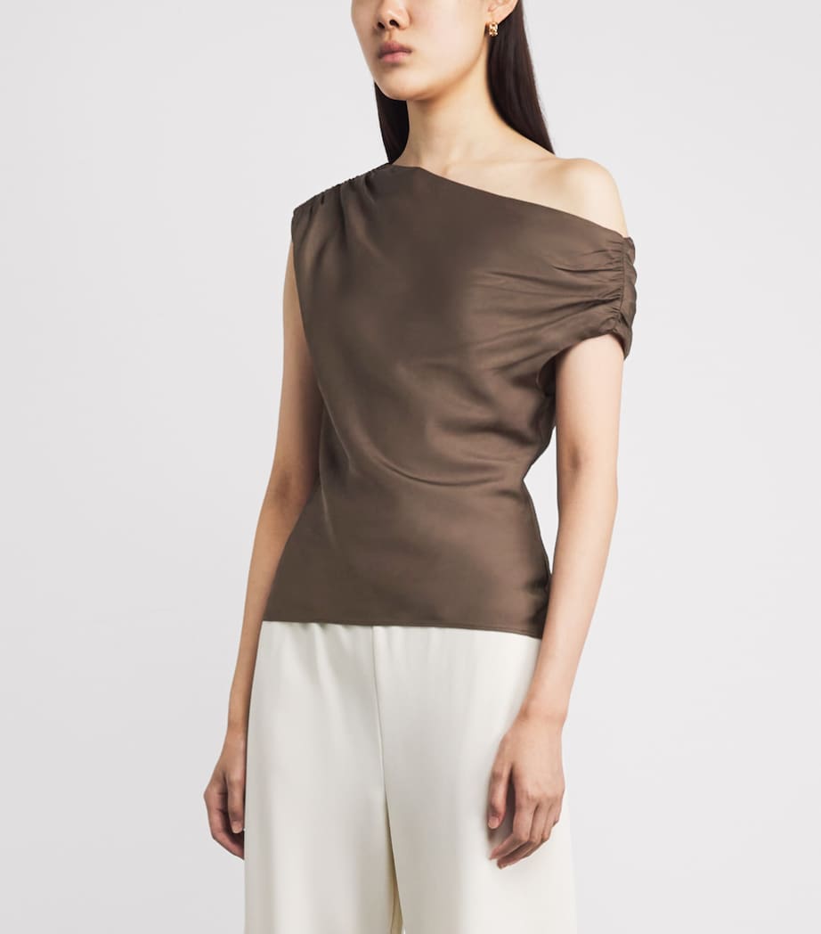 Toccin Womens One-Shoulder Veda Top Coffee Image 4