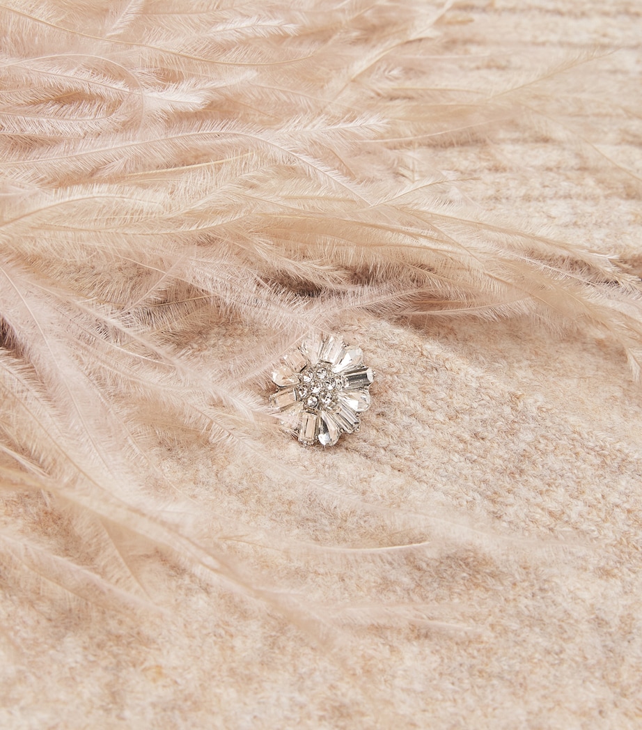 Feather-Trim Bria Cardigan OATMEAL Image 5