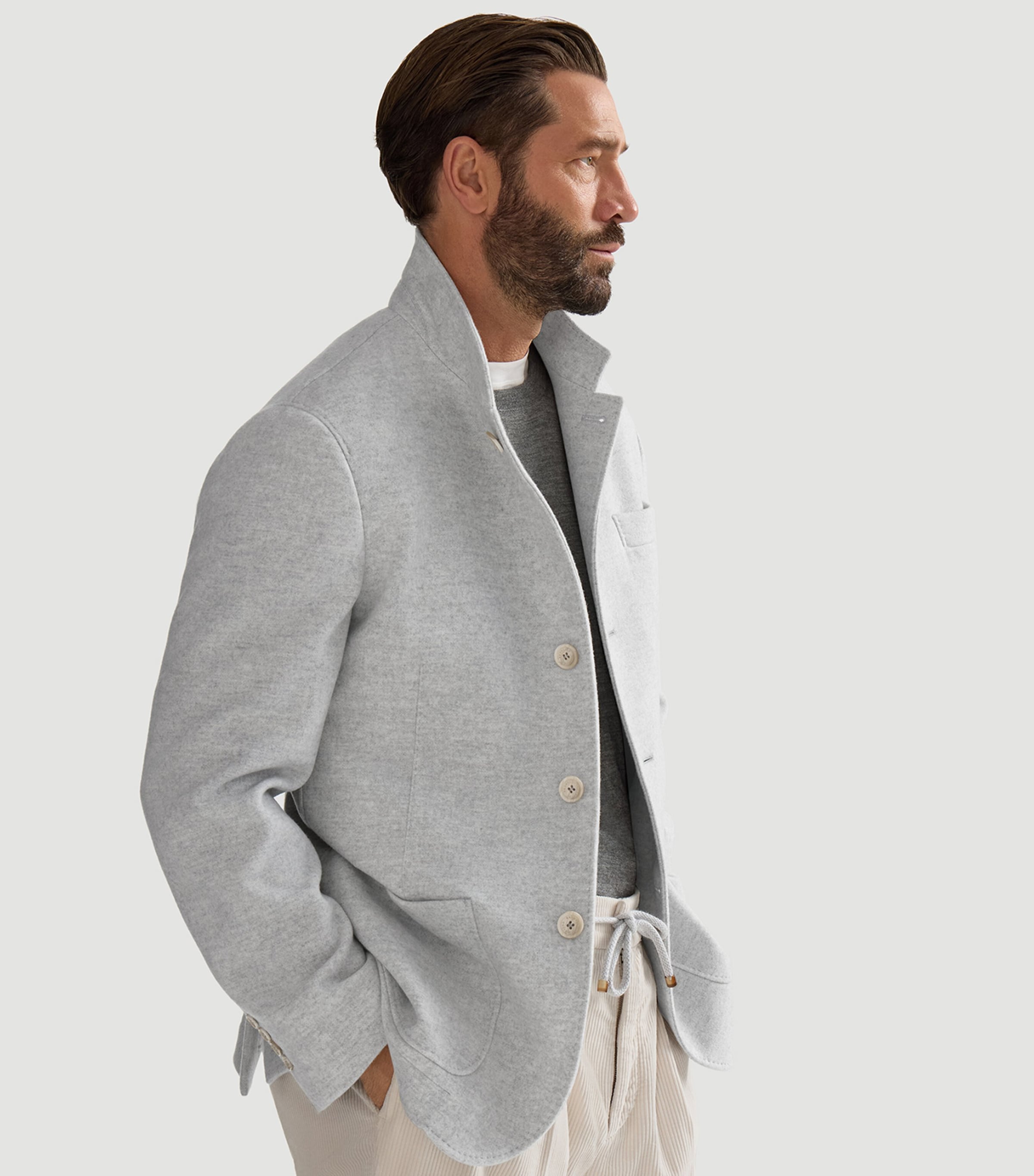 Brunello Cucinelli Mens Water-Resistant Cashmere Blazer Grey Image 2