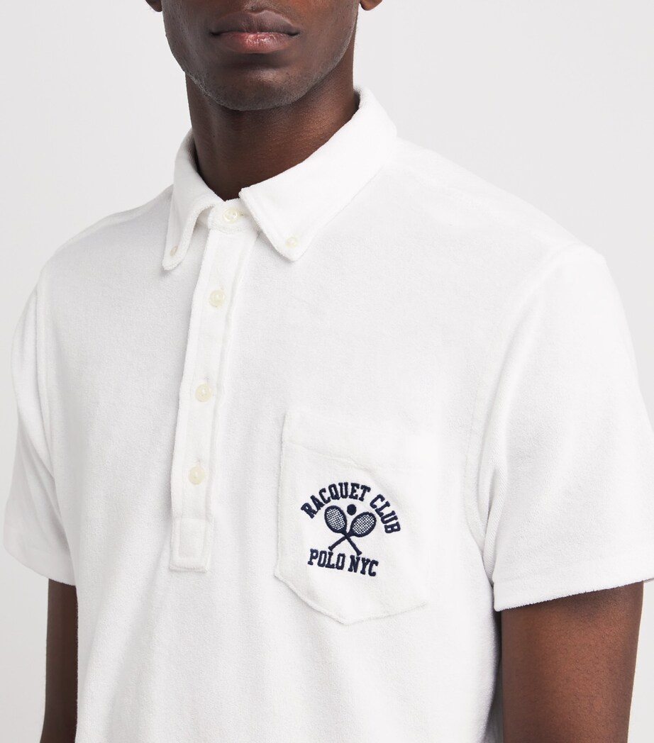 Towelling Polo Shirt WHITE Image 6