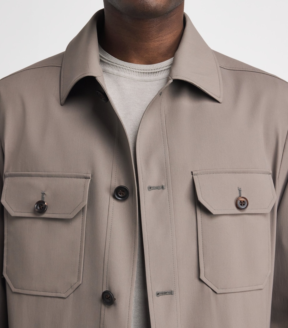 Corneliani Mens Water-Repellent Techwool Overshirt Natural / Beige Image 3