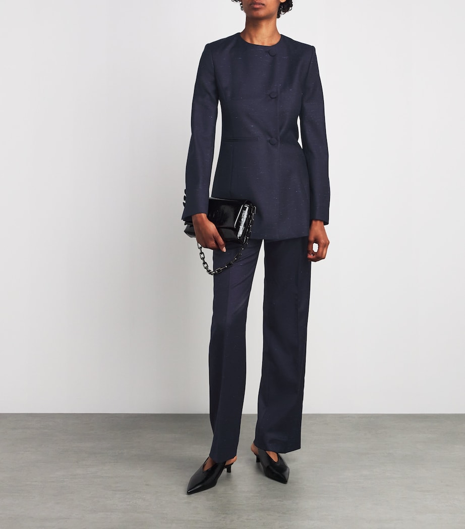 Wool-Blend Tailored Trousers DRK NAVY W LGHT BLUE Image 2