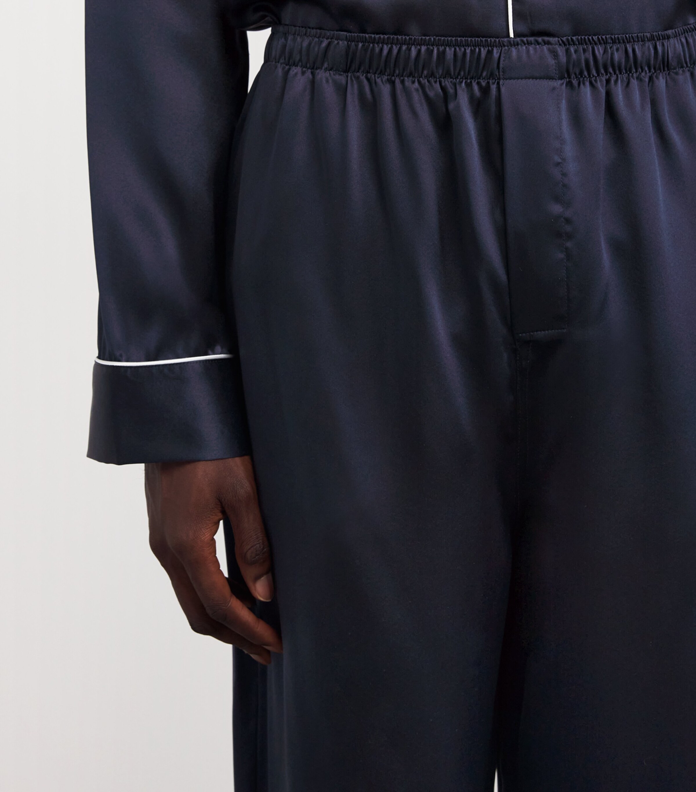 Derek Rose Mens Silk Bailey Pyjama Set Navy Image 6