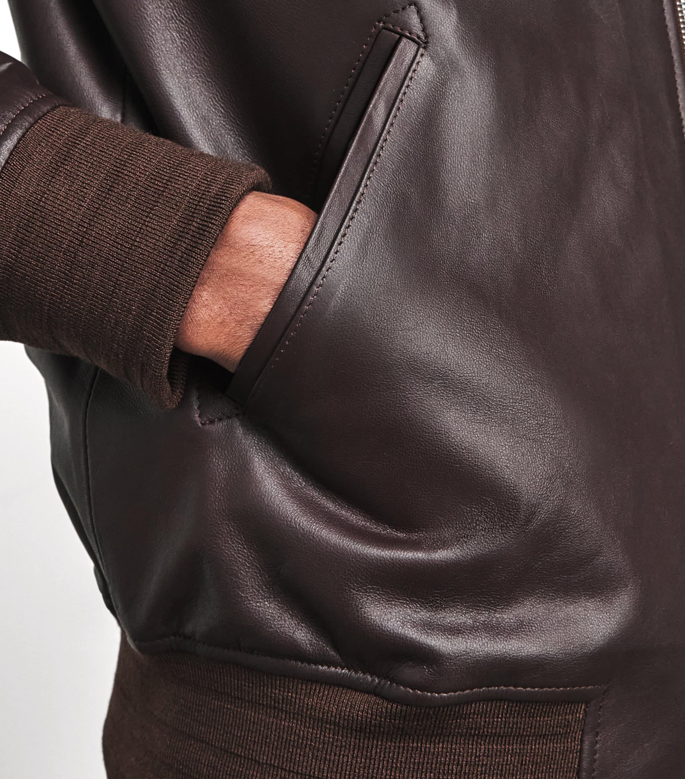 Paul Smith Mens Leather Bomber Jacket Image 3