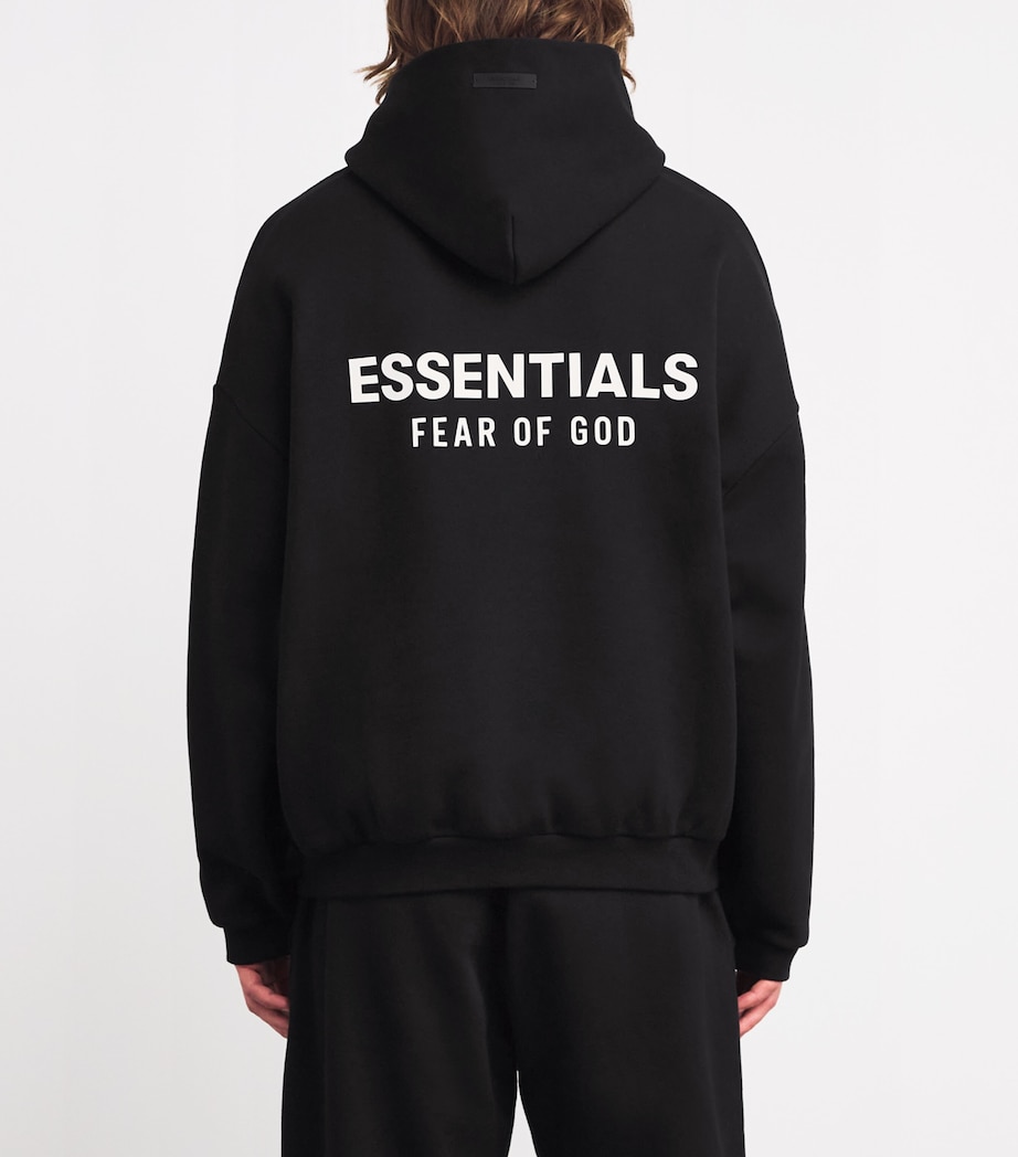 FEAR OF GOD ESSENTIALS Mens Cotton-Blend Logo Hoodie Black Image 4