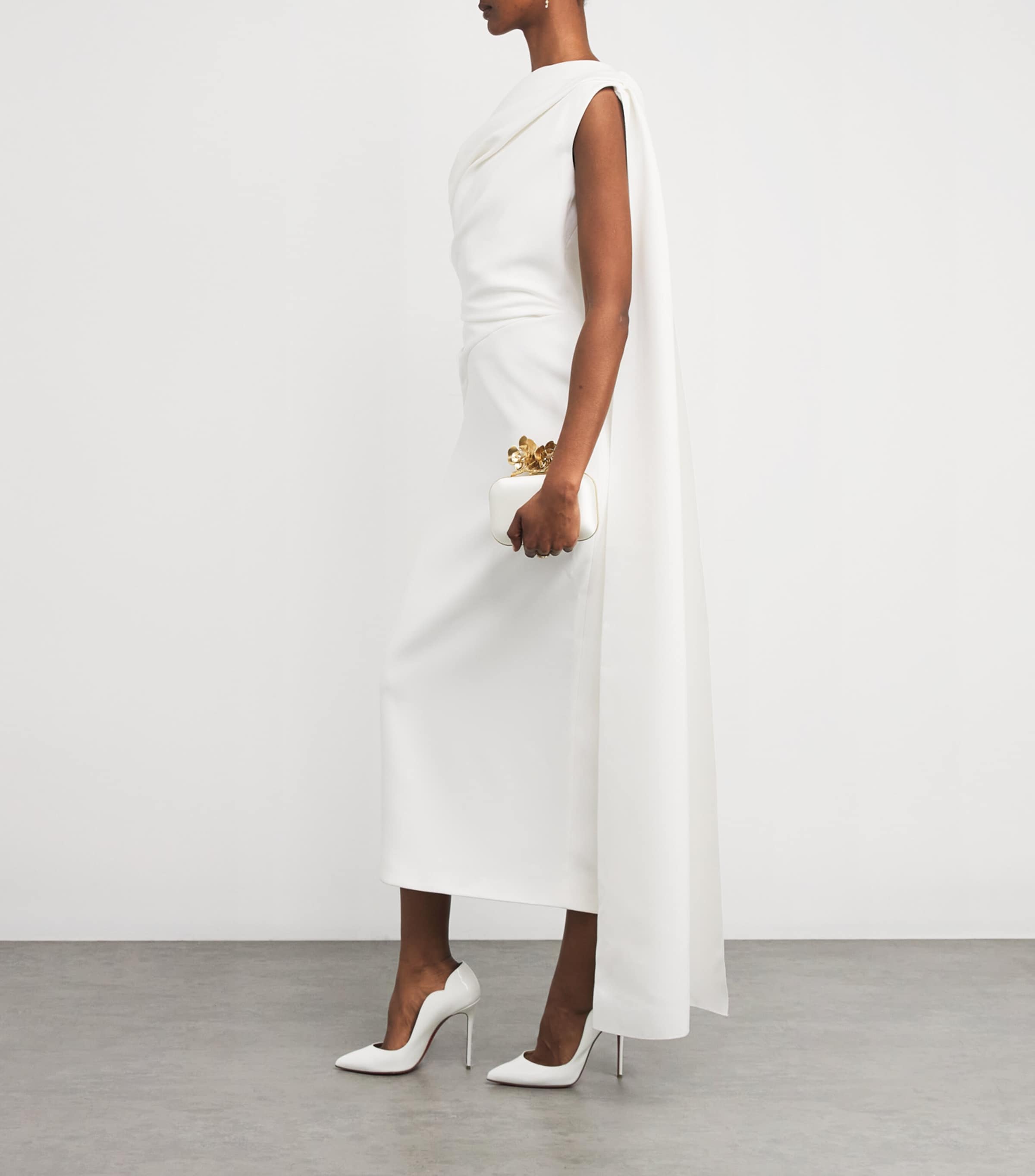 Crepe Draped Maite Maxi Dress IVORY Image 2