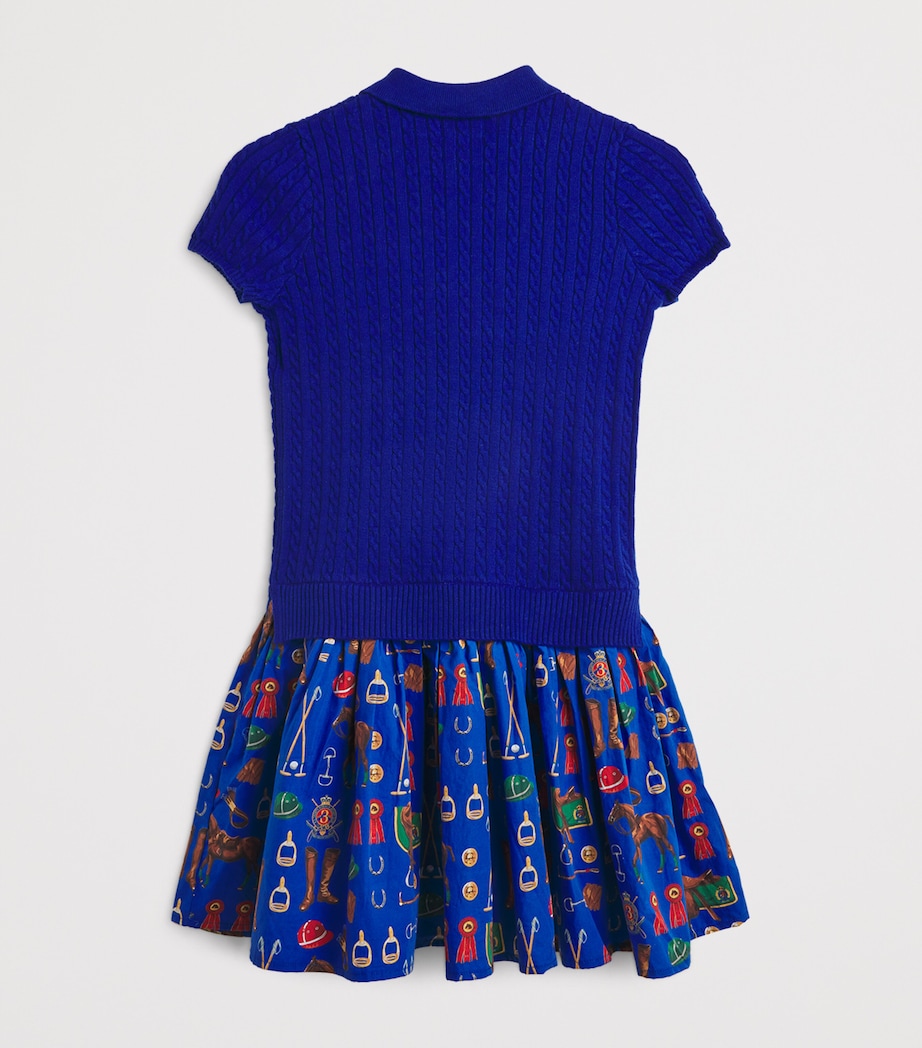 Cotton Printed Mini-Cable Dress (7-14 Years) BLUE Image 2