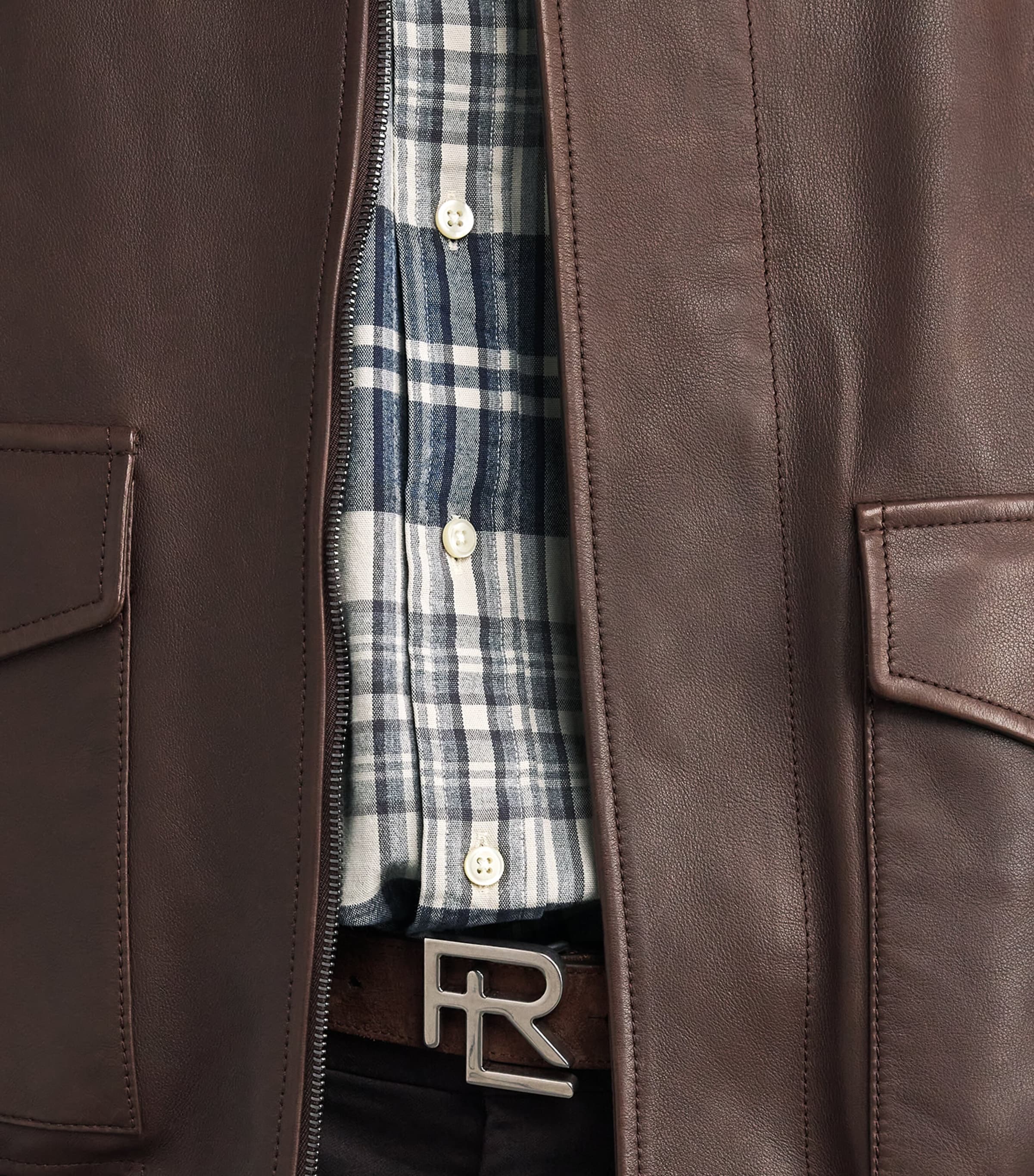 Cotton Brushed Check Oxford Shirt OFF WHITE NAVY MULTI Image 6