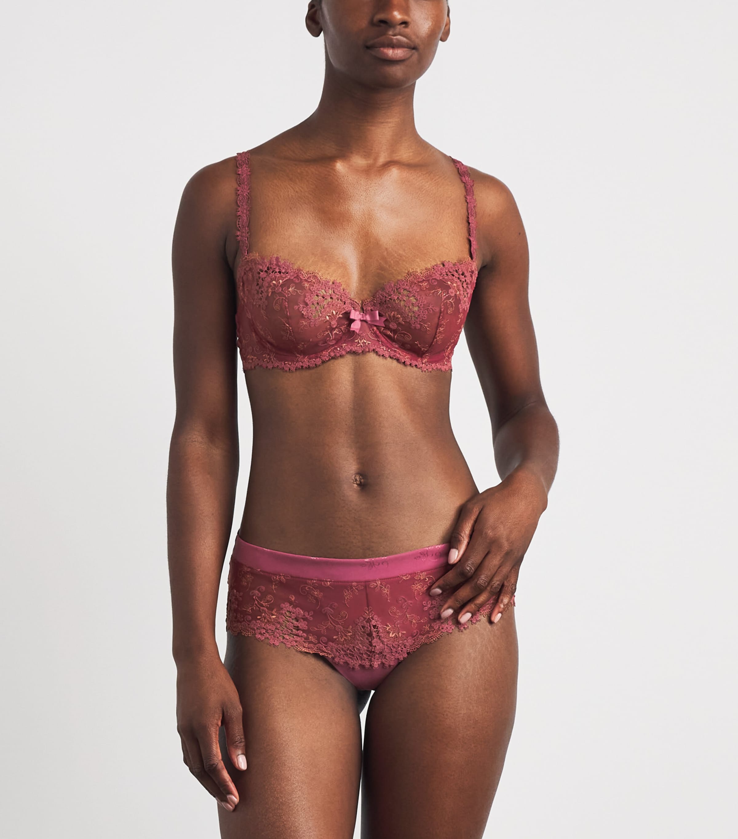 Simone Perele Womens Lace Wish Half-Cup Bra Santal Pink Image 2