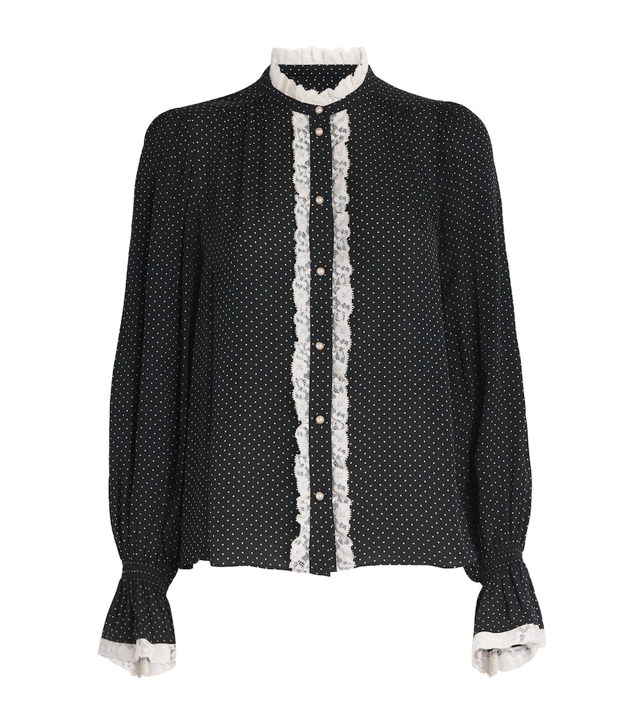 Lace-Trim Polka Dot Blouse BLACK/LIGHT CREAM Image 1