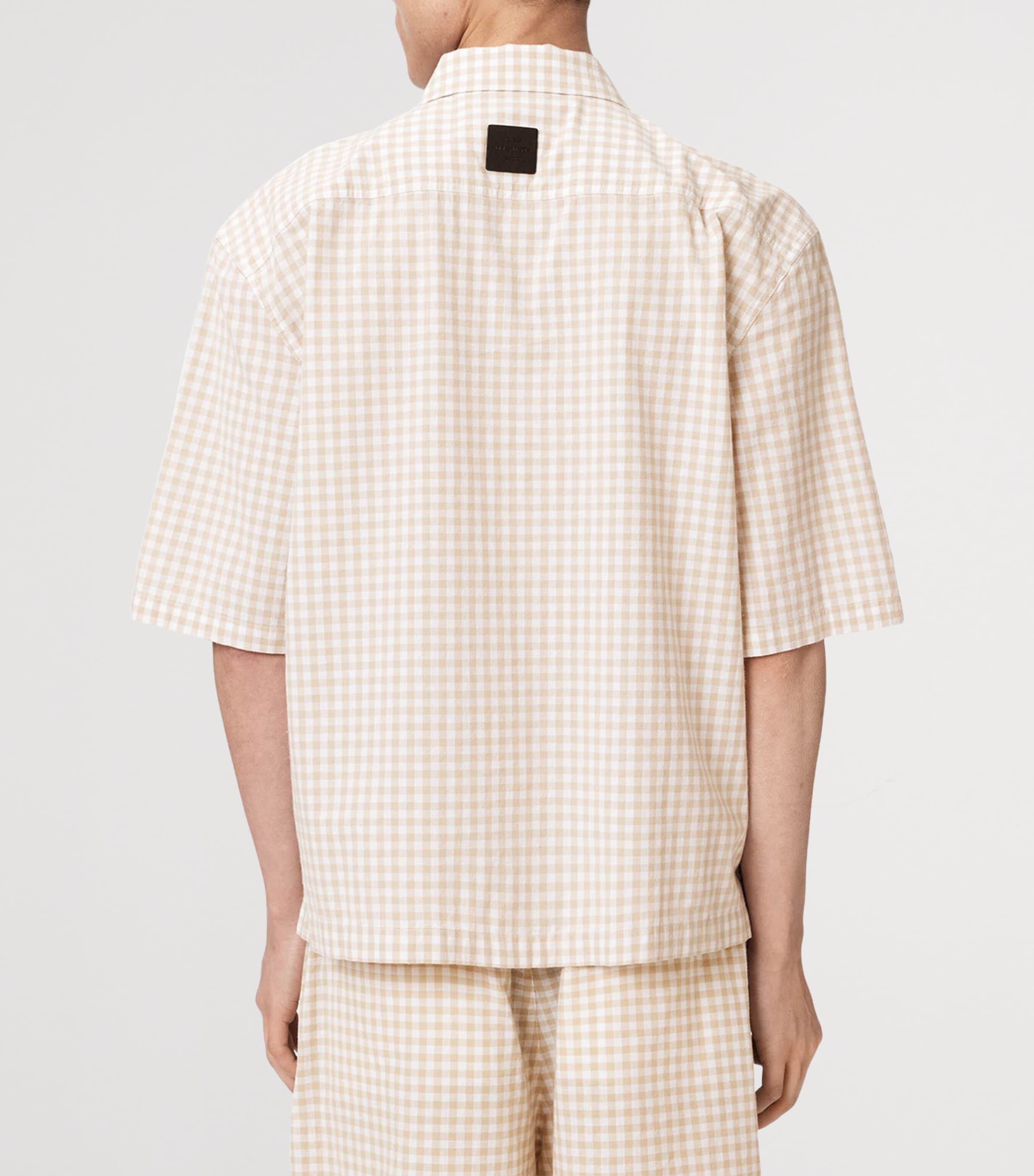 AllSaints Mens Organic Cotton Check Rockland Shirt Desert Yellow Image 4
