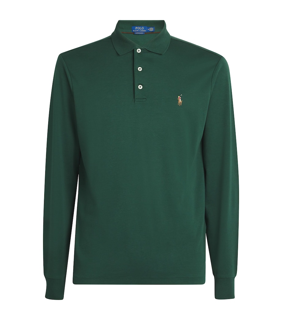 Polo Ralph Lauren Mens Cotton Long-Sleeve Polo Shirt Green Image 1