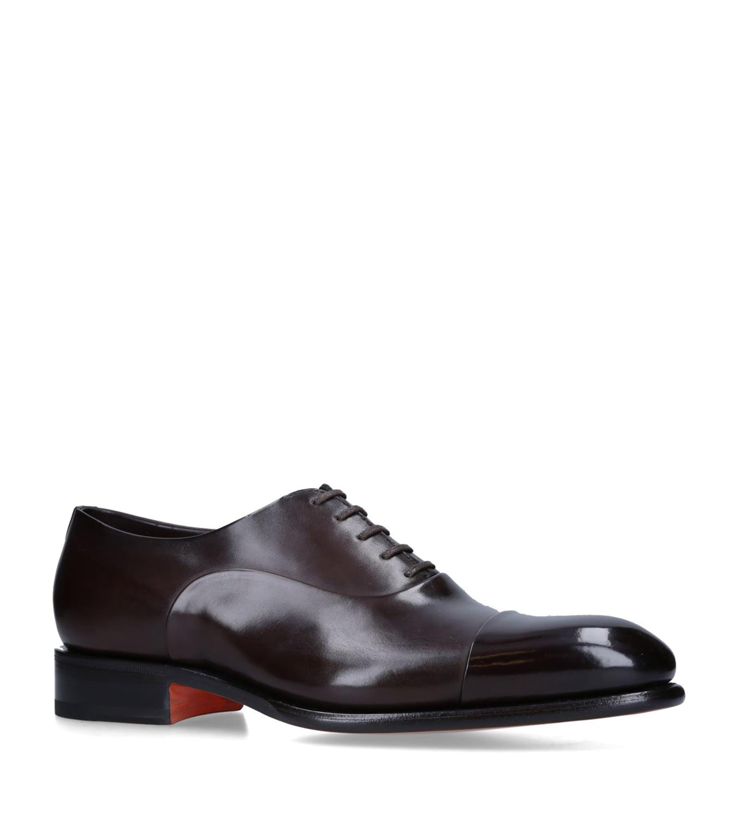 SANTONI LEATHER CARTER OXFORD SHOES 