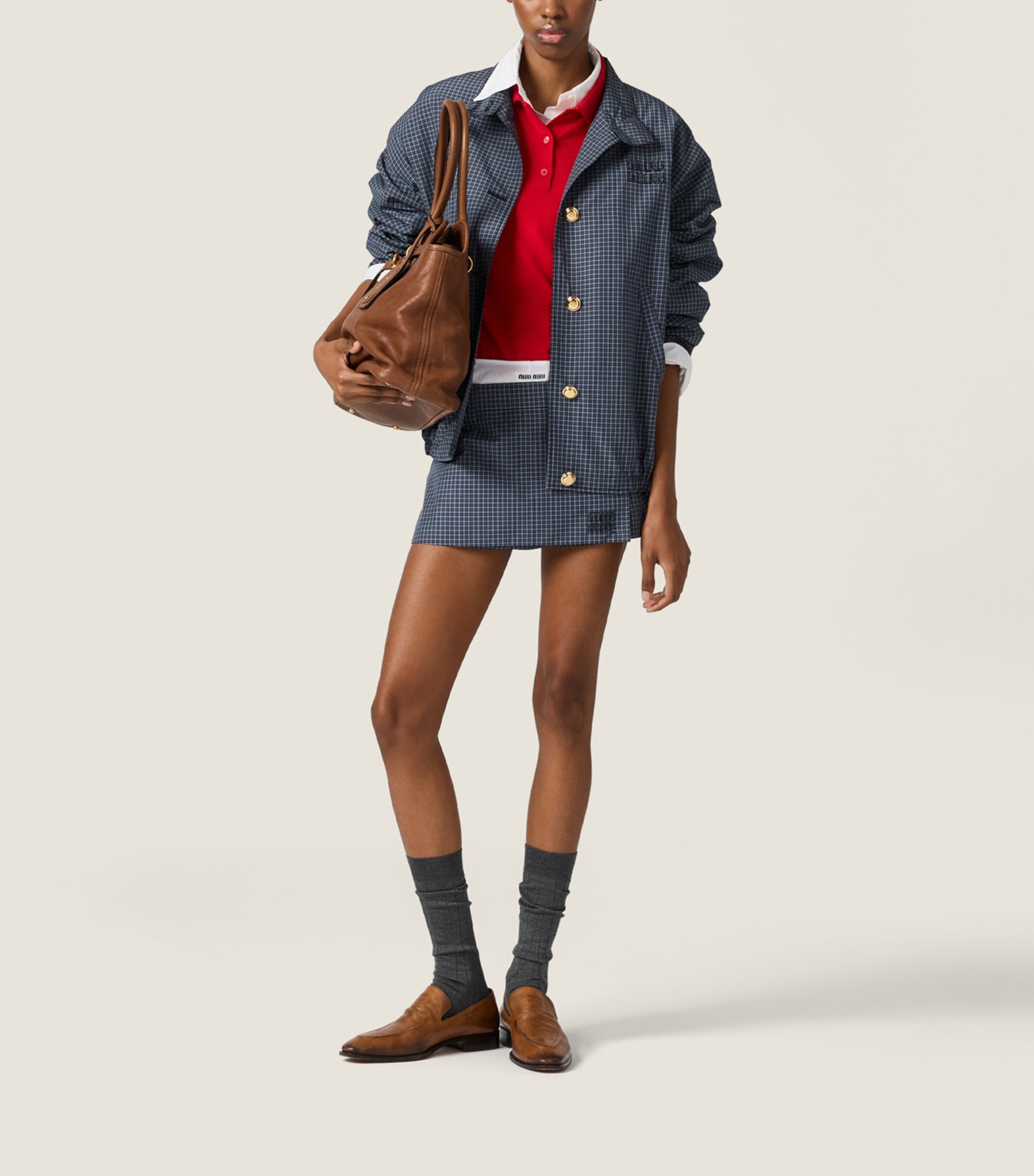 Miu Miu Womens Check Mini Skort Image 2