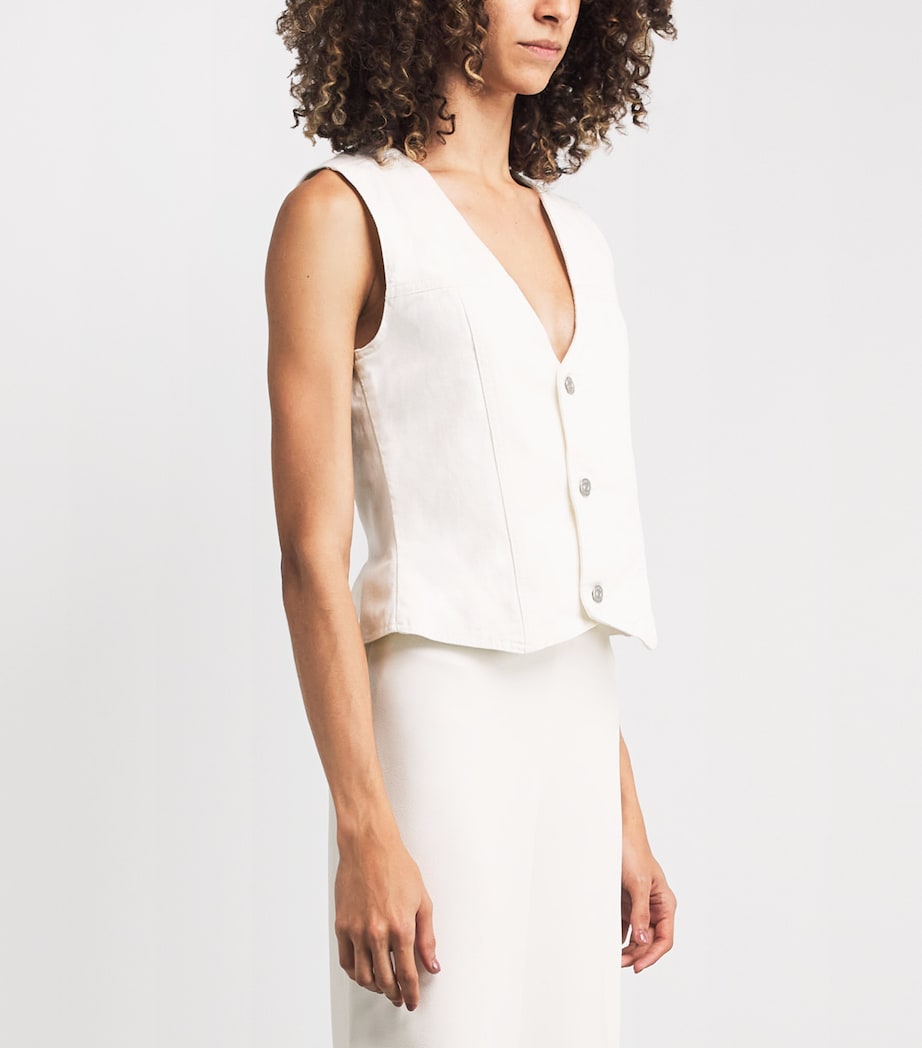 Denim V-Neck Waistcoat 8845 WASHED WHITE Image 3