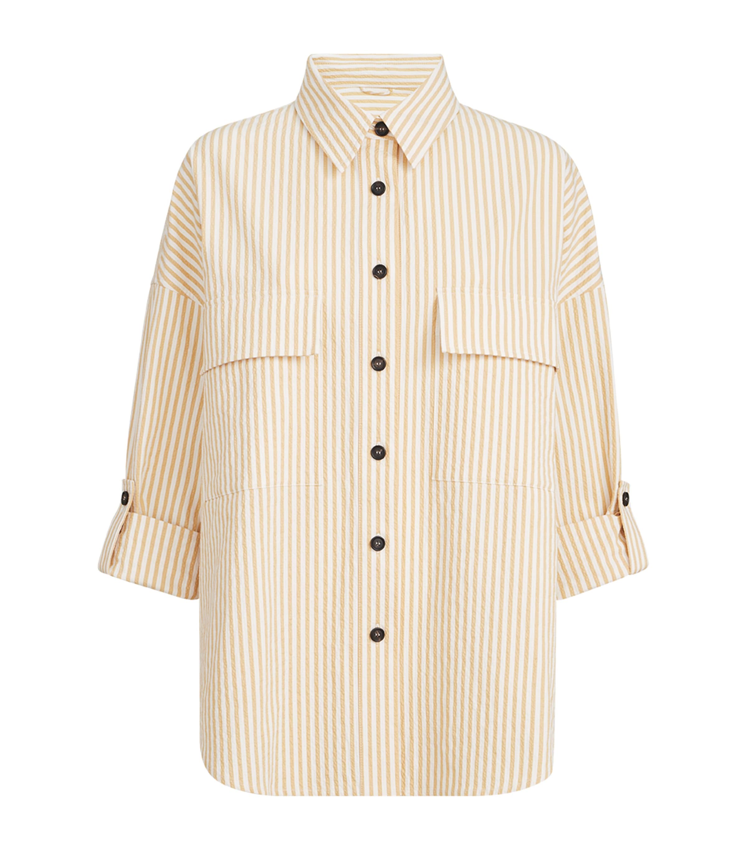 Brunello Cucinelli Womens Techno-Cotton Seersucker Stripe Shirt Image 1