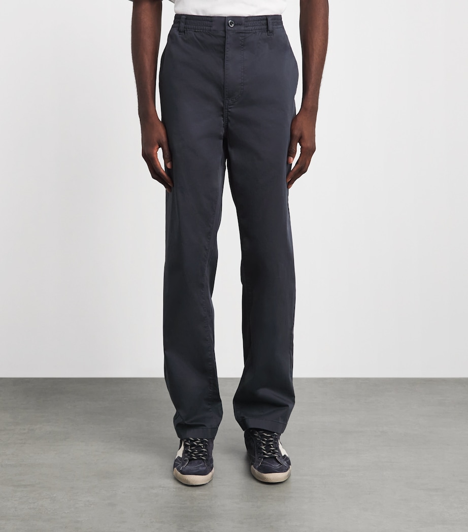PAIGE Mens Stretch-Cotton Eberton Wide-Leg Chinos True Navy Image 4