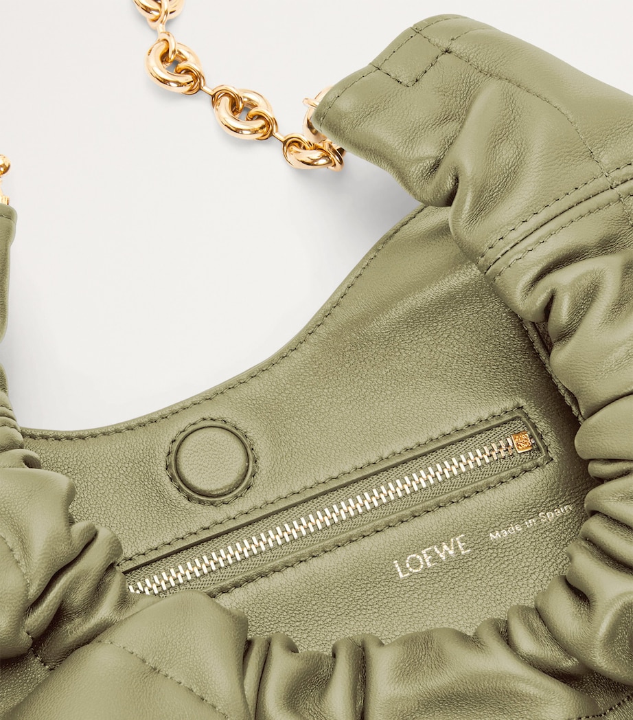 Small Leather Squeeze Top-Handle Bag EUCALYPTUS GREEN Image 6