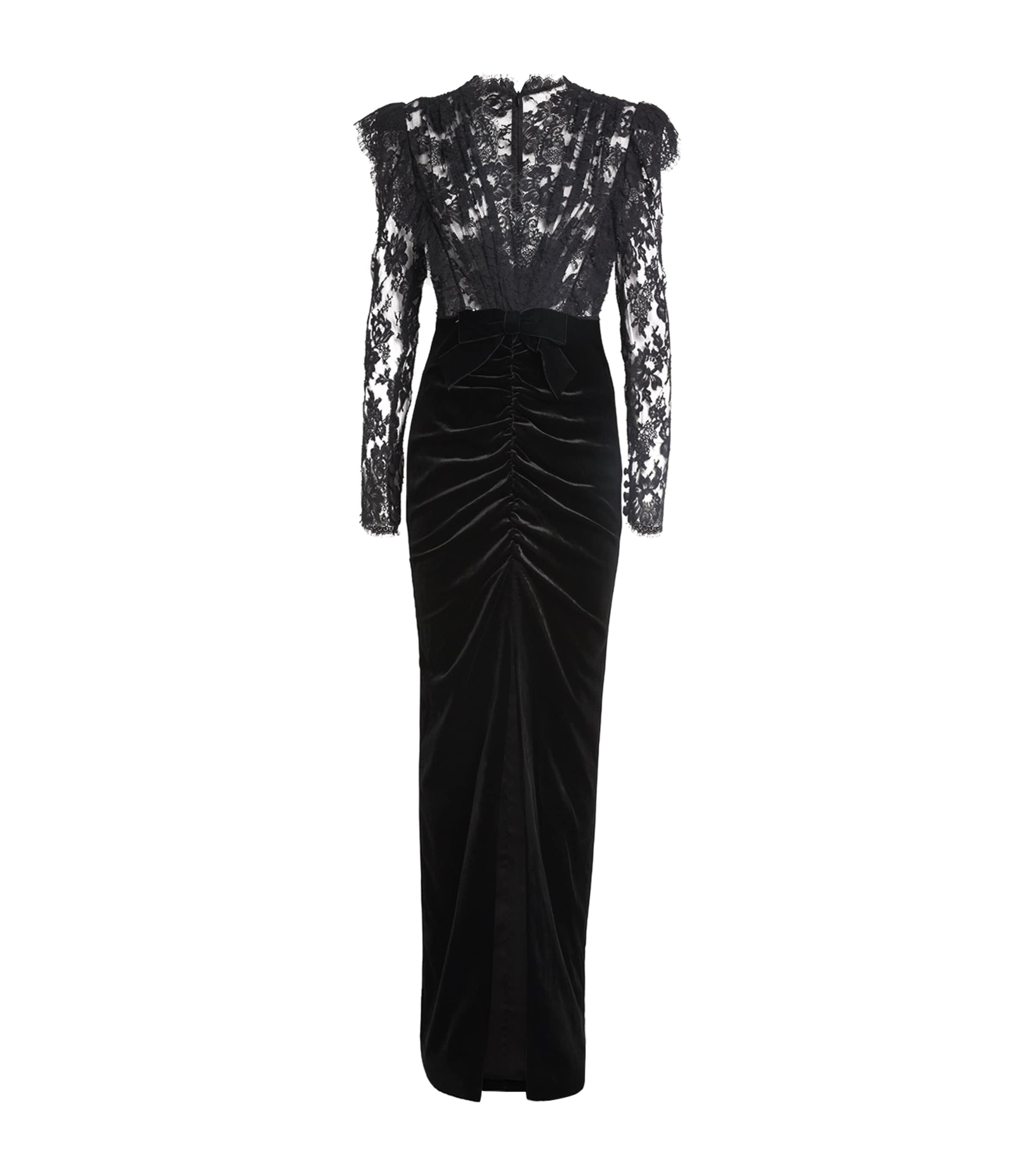Alessandra Rich Women Velvet And Lace Dress In Black