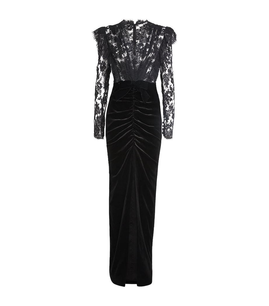 Lace-Velvet Gown 0900 BLACK Image 1