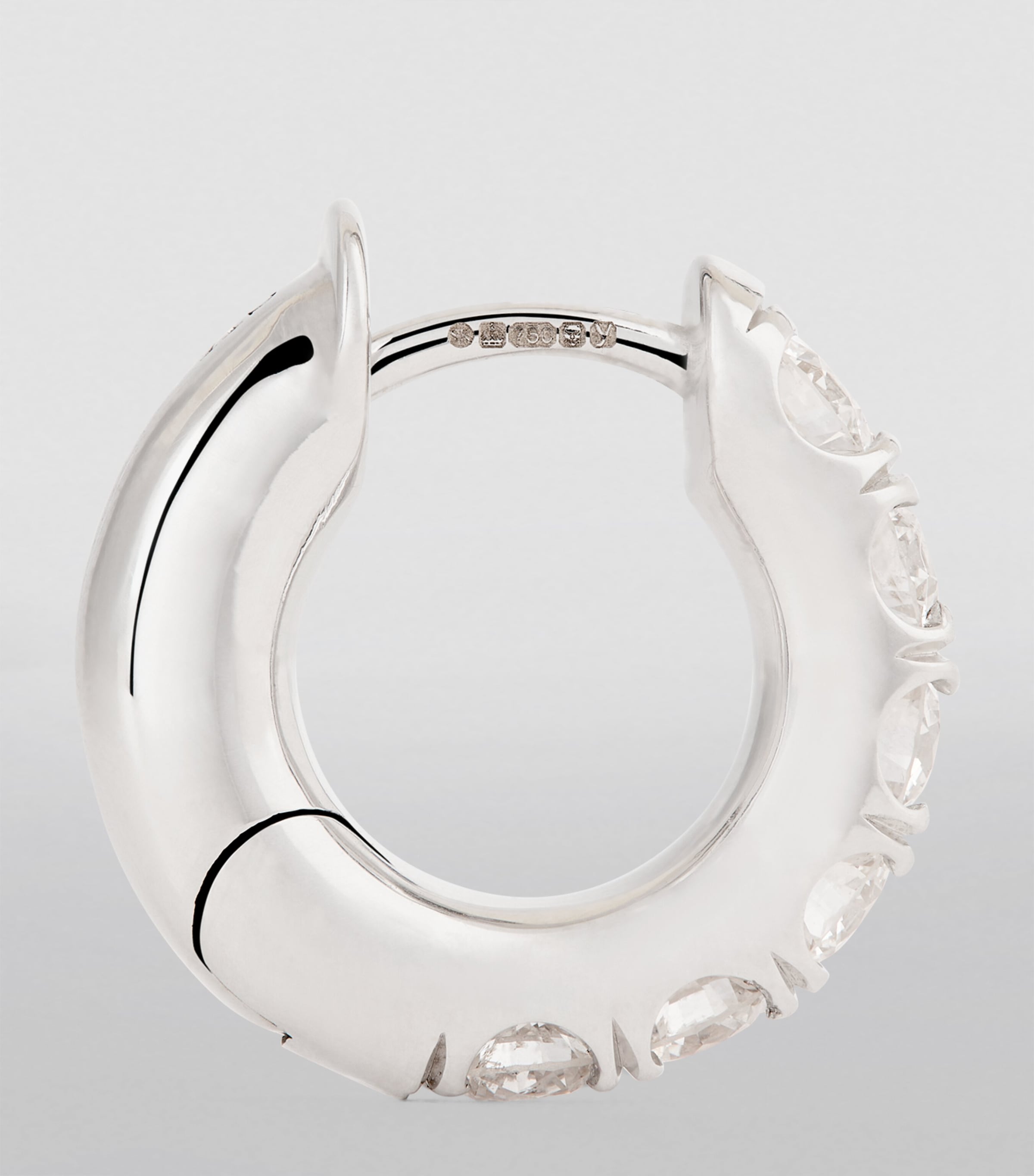 Spinelli Kilcollin White Gold and Pavé White Diamond Macro Single Hoop Earring White Gold Image 3