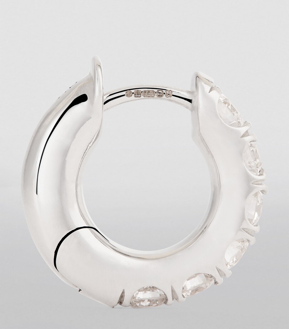 Spinelli Kilcollin White Gold and Pavé White Diamond Macro Single Hoop Earring White Gold Image 3