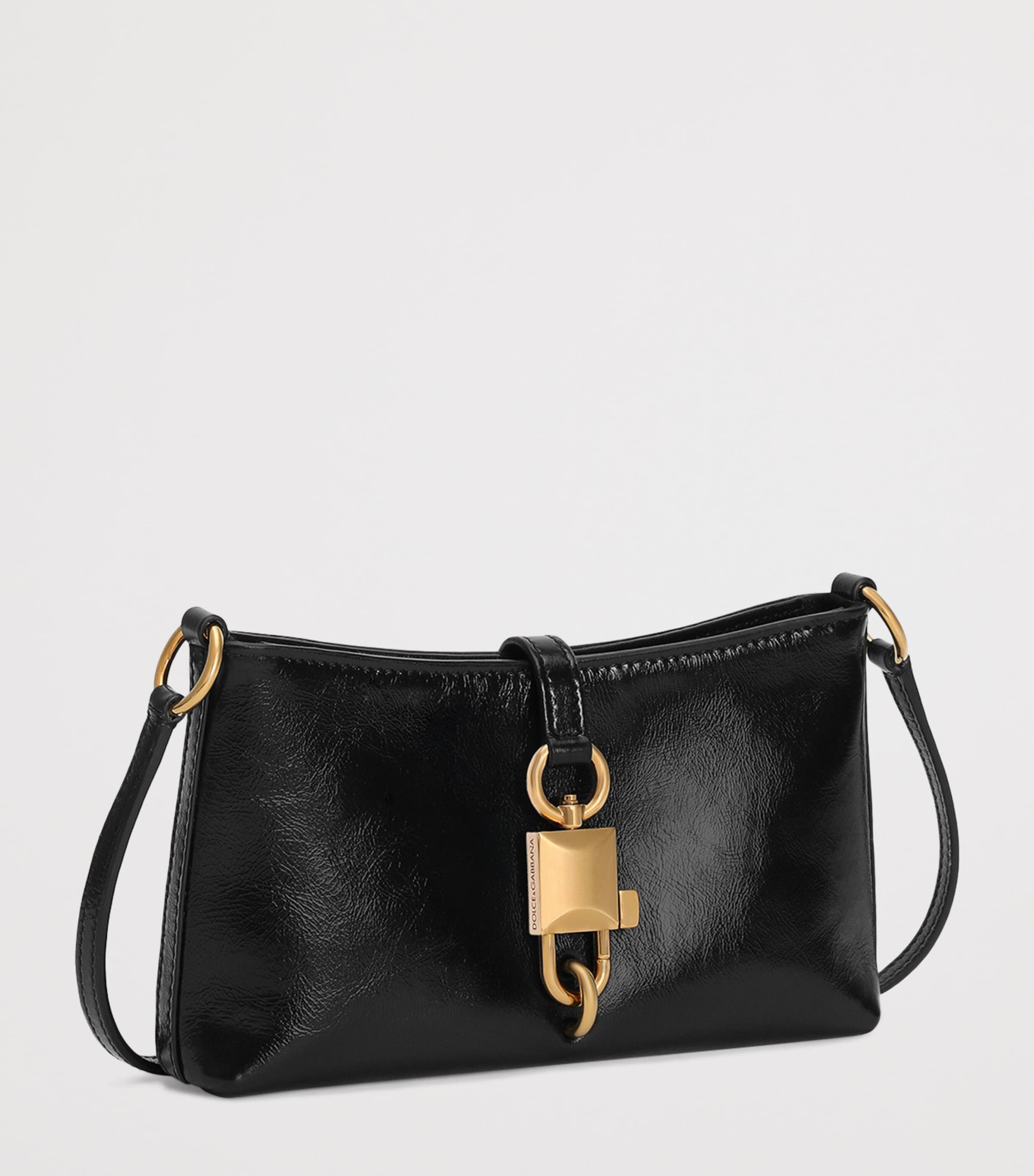Calfskin Lock Shoulder Bag 80999-BLACK Image 4