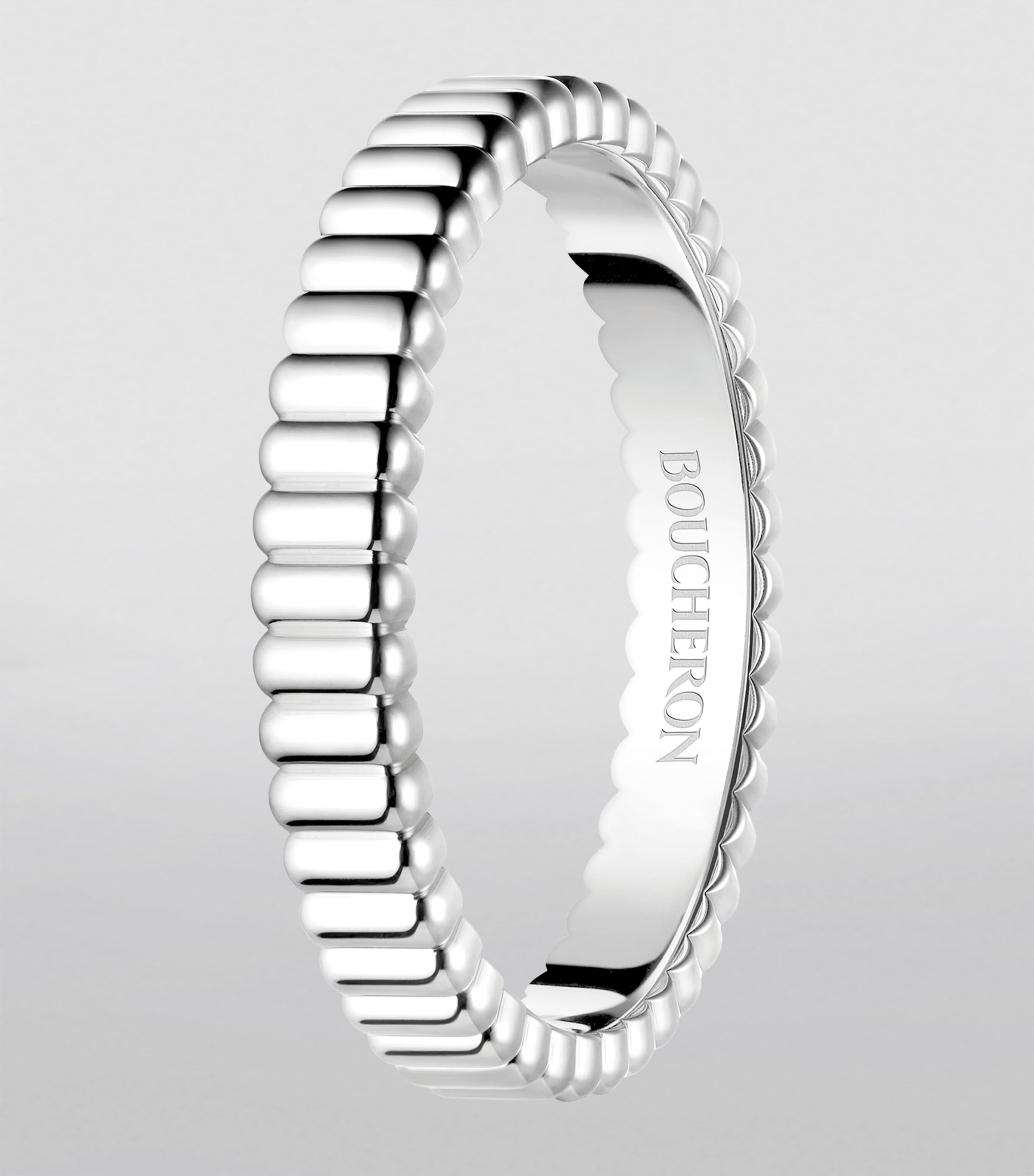 White Gold Grosgrain Wedding Band WHITE GOLD Image 2