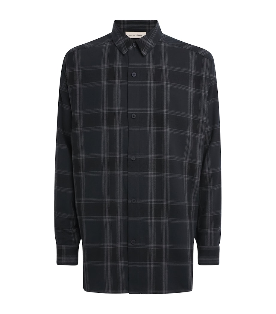 FEAR OF GOD ESSENTIALS Mens Flannel Check Shirt Vintage Blk Pld Image 1