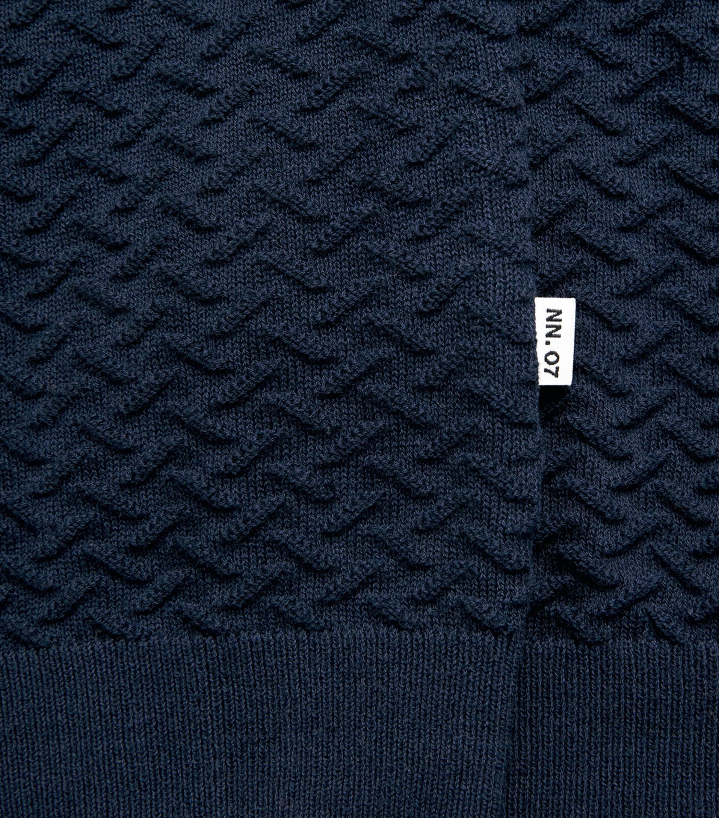 NN.07 Mens Organic Cotton Zip-Up Polo Shirt Navy Blue Image 6