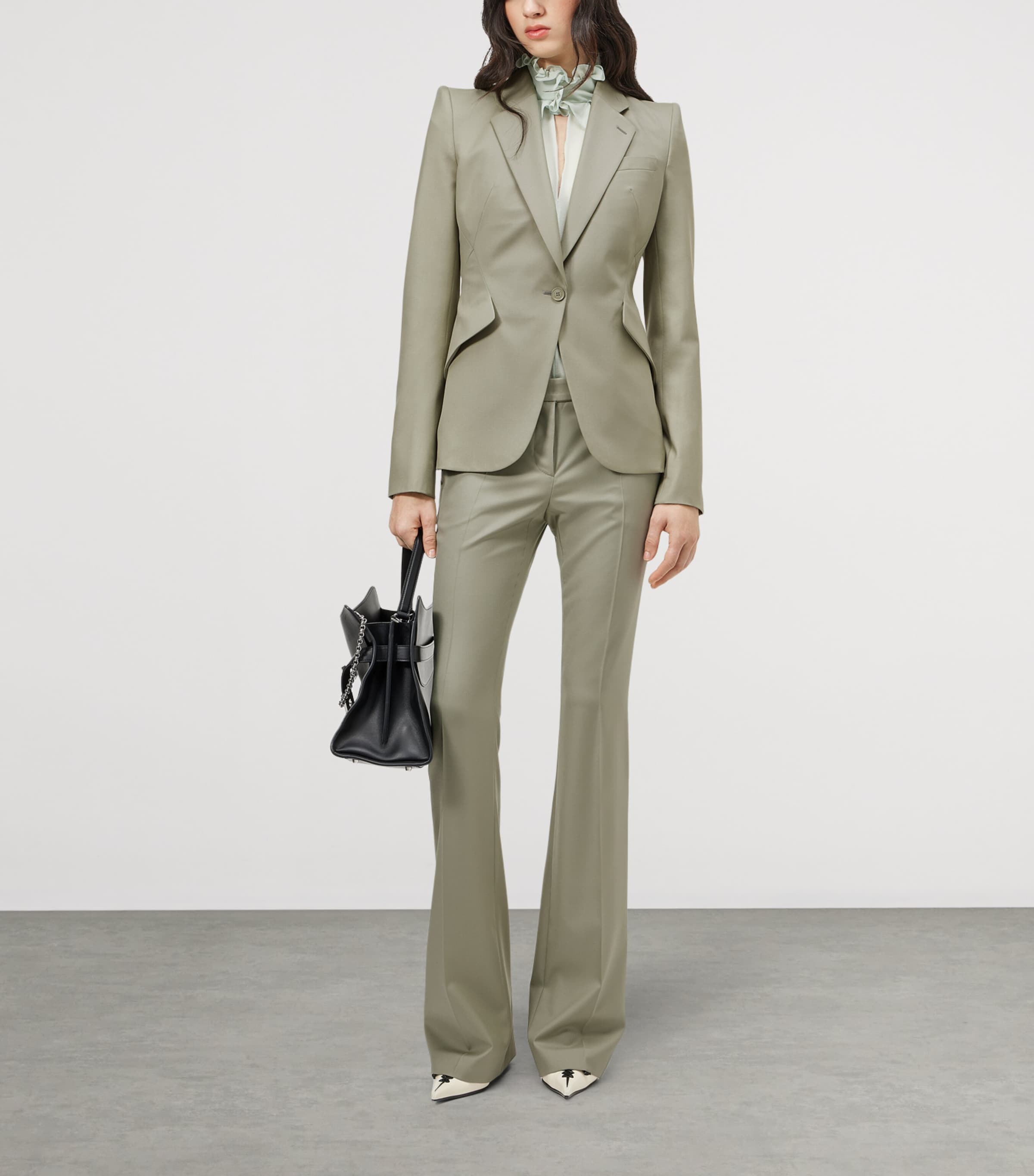 McQueen Womens Wool Gabardine Single-Breasted Jacket Image 2