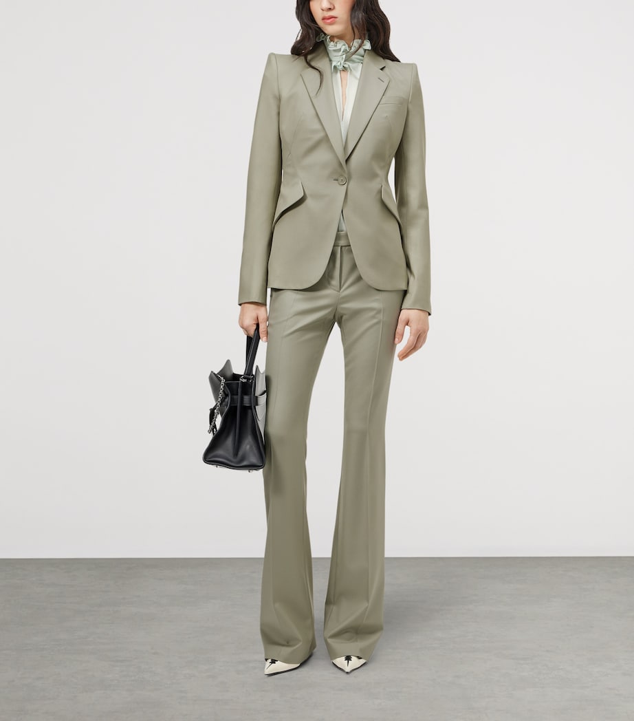 McQueen Womens Wool Gabardine Single-Breasted Jacket Image 2