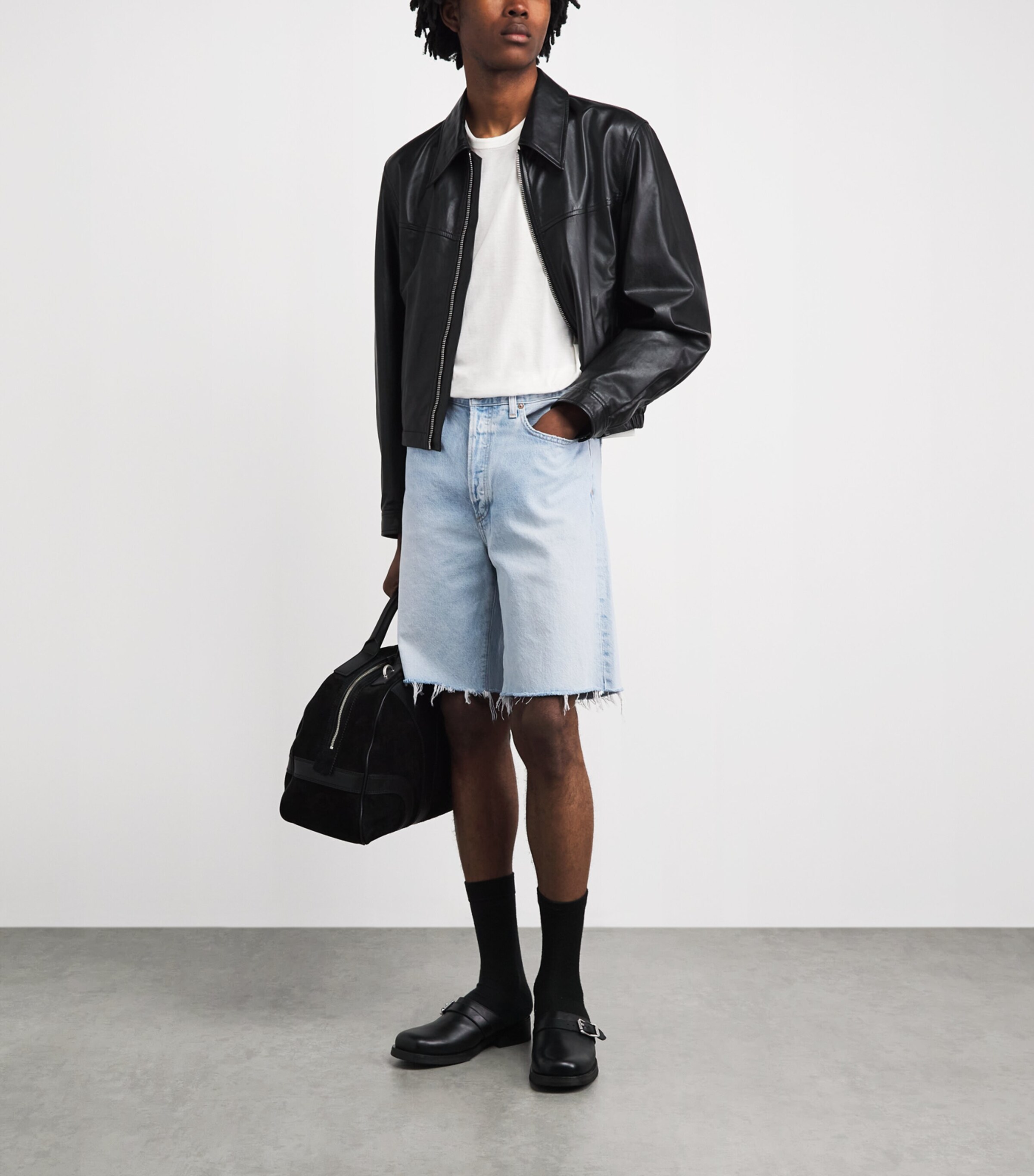 AGOLDE Mens Denim Anson Shorts Ruse (pale Cut Hem) Image 2