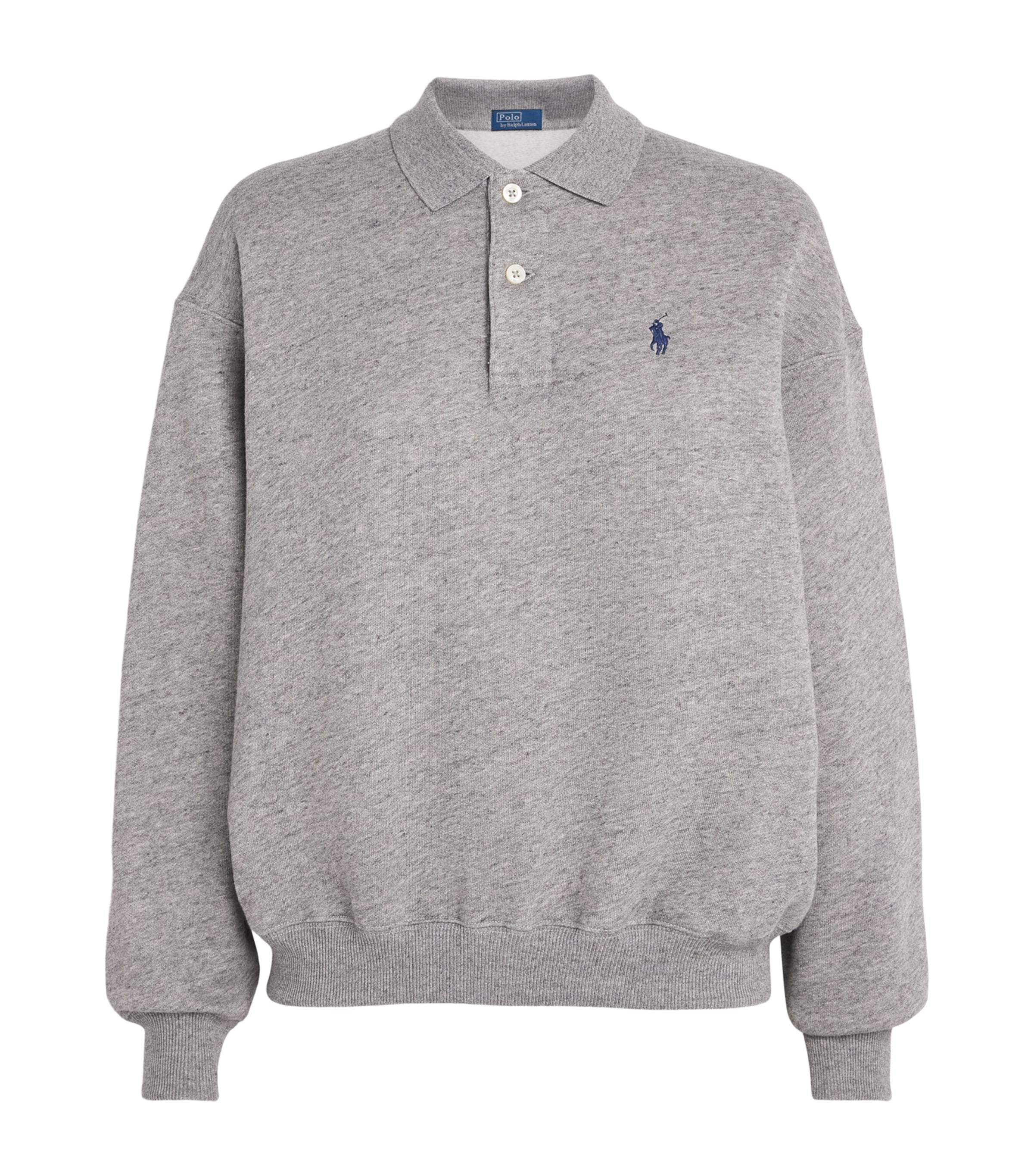 Polo Ralph Lauren Womens Fleece Polo Sweatshirt Dark Vintage Heather Image 1