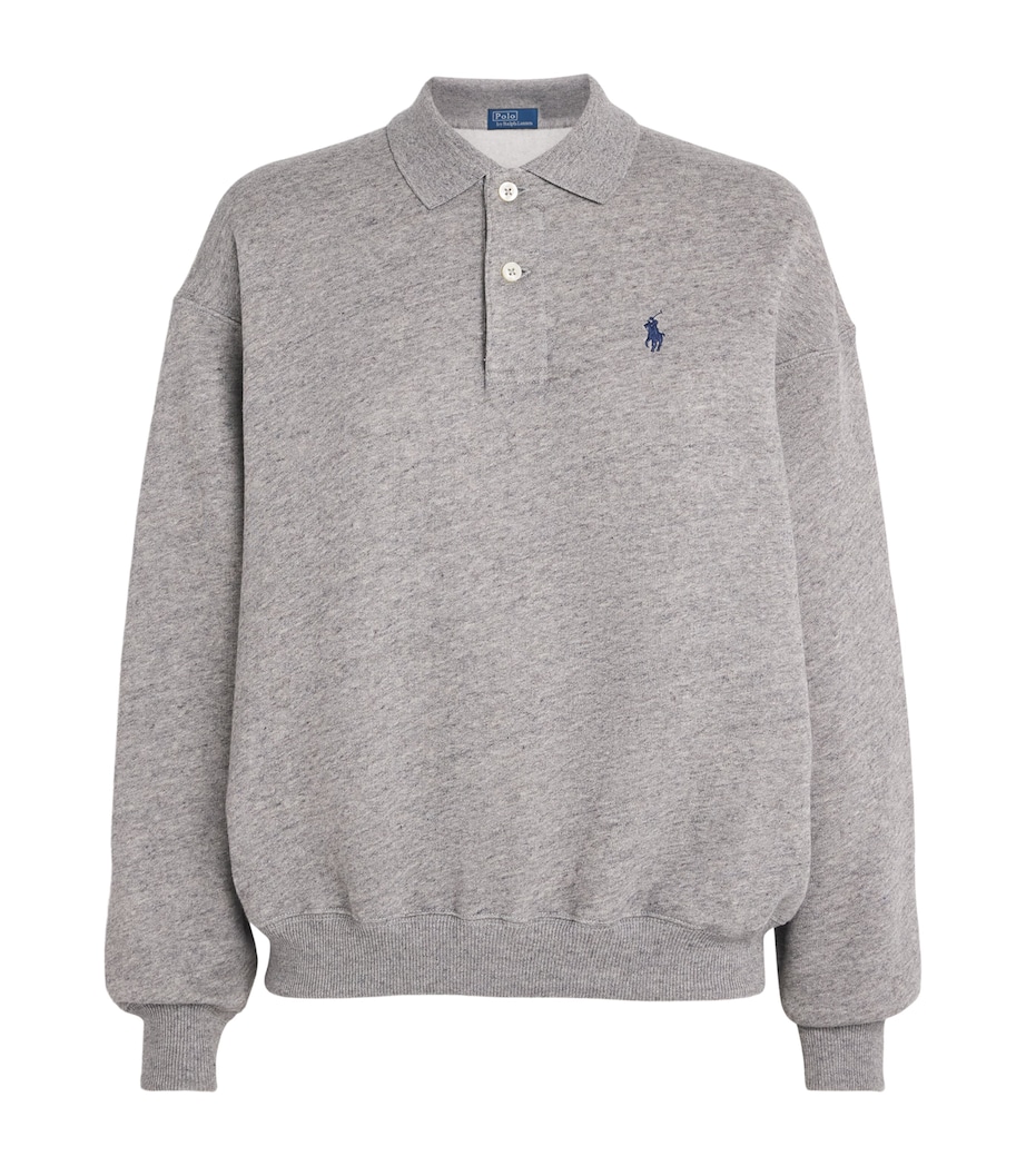 Polo Ralph Lauren Womens Fleece Polo Sweatshirt Dark Vintage Heather Image 1