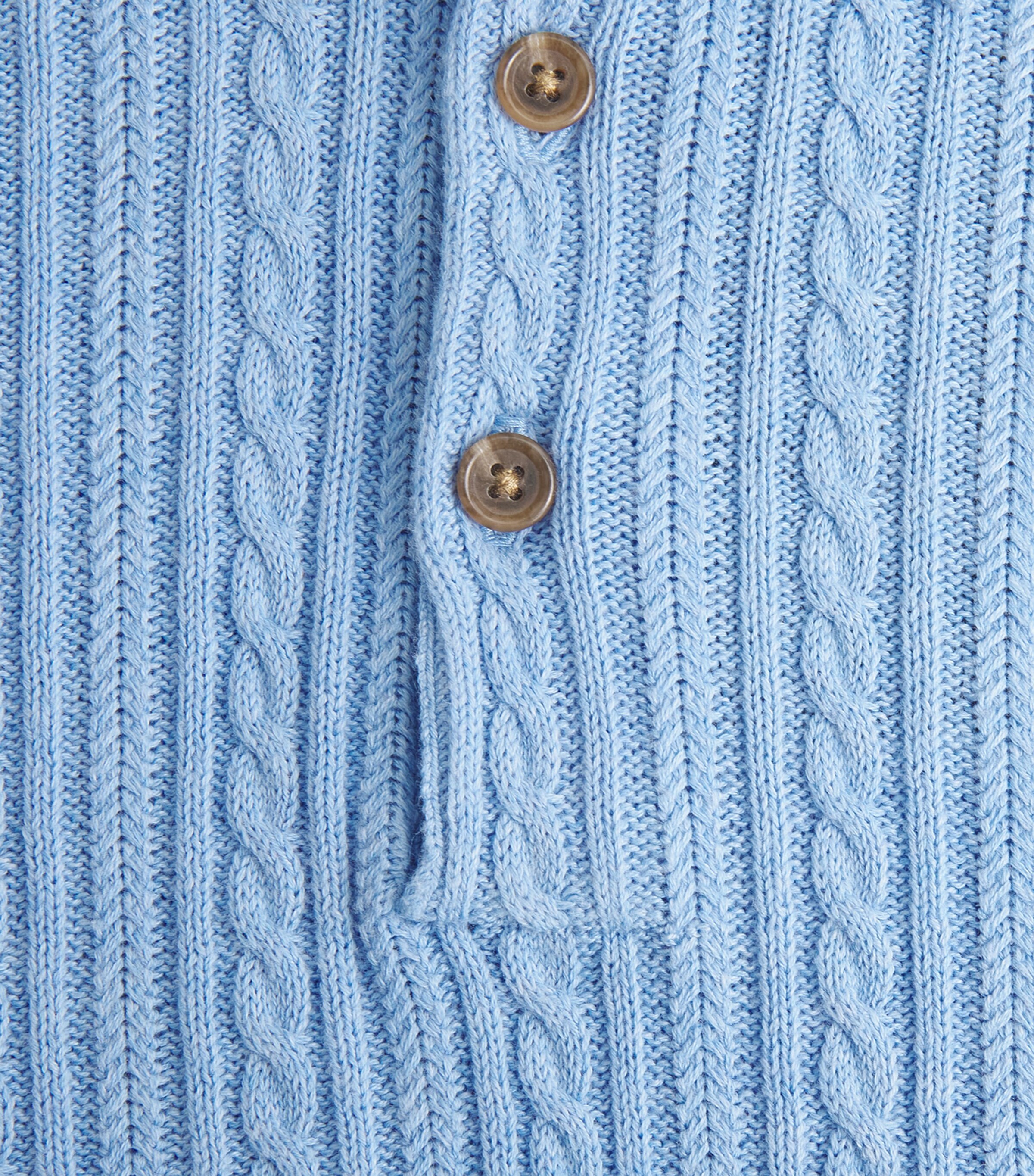 Polo Ralph Lauren Mens Cotton Cable-Knit Polo Shirt Lght Bleite Blu Hthr Image 6