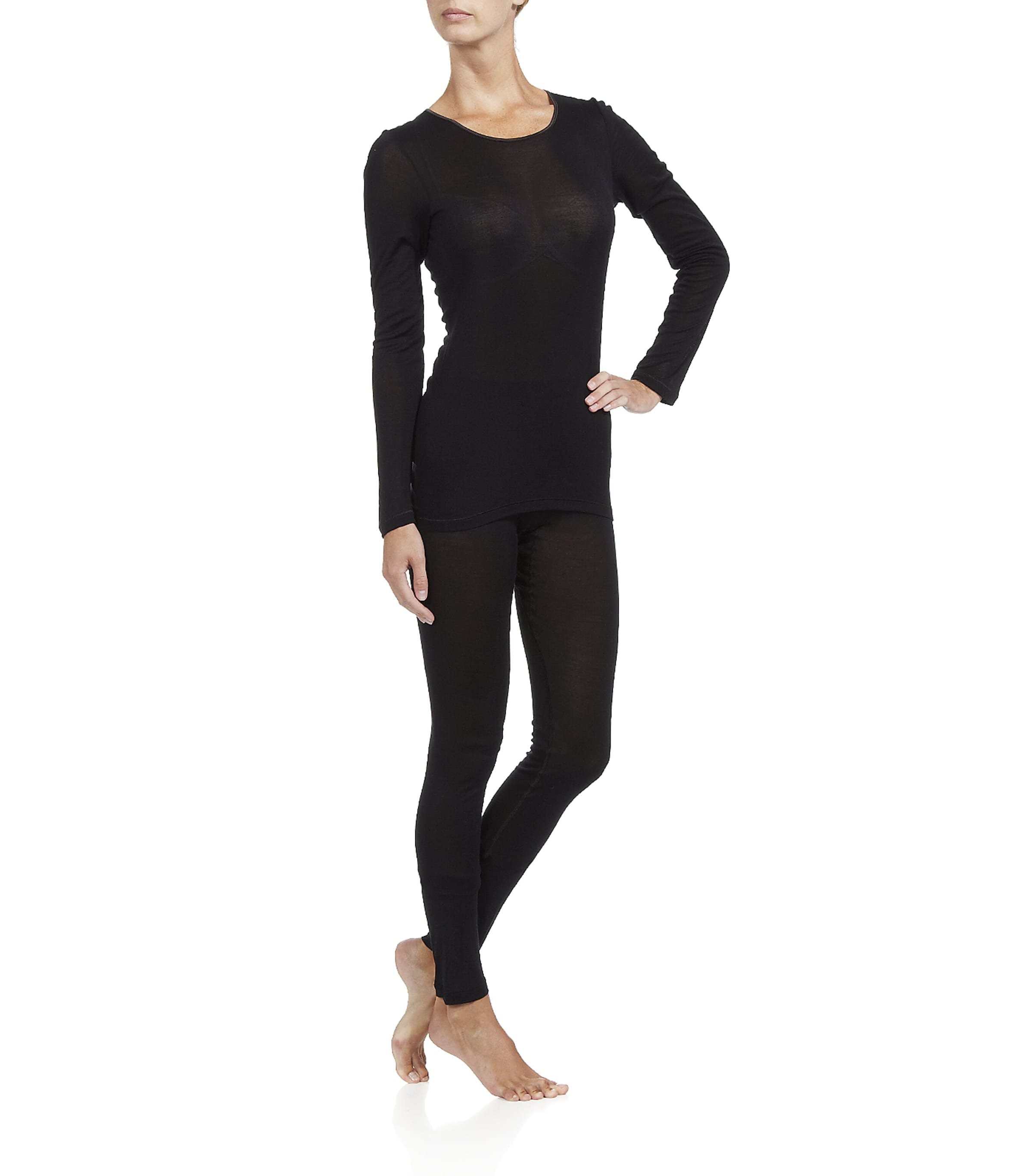 Pure Silk Long-Sleeved Top BLACK Image 2