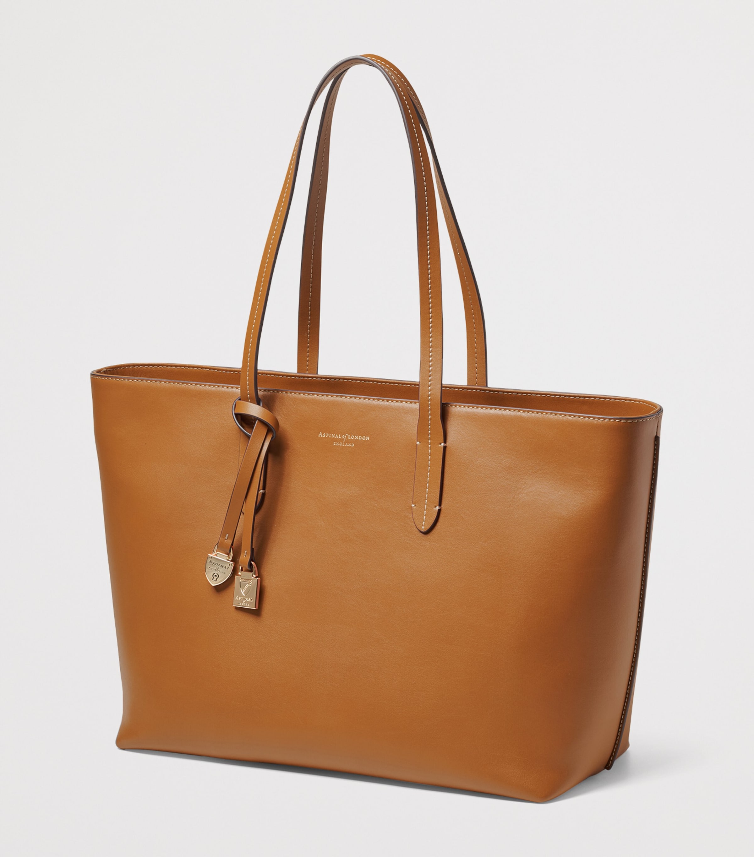 Leather East West Tote Bag TAN Image 3