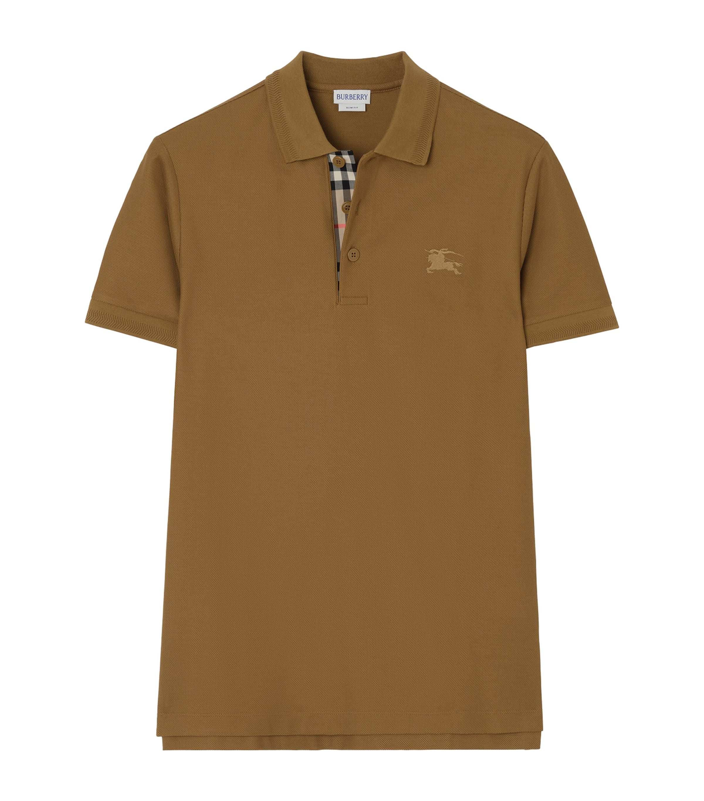 Burberry Mens Cotton Polo Shirt Fawn Brown Image 1
