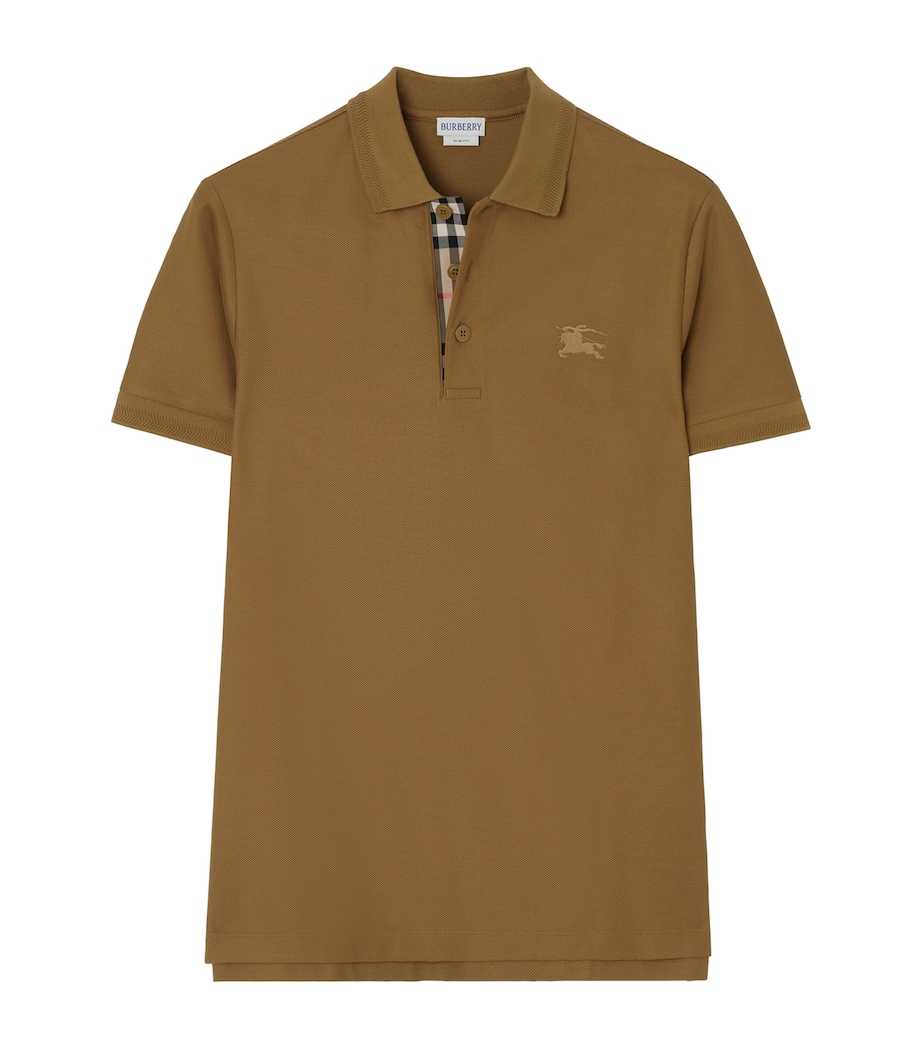 Burberry Mens Cotton Polo Shirt Fawn Brown Image 1