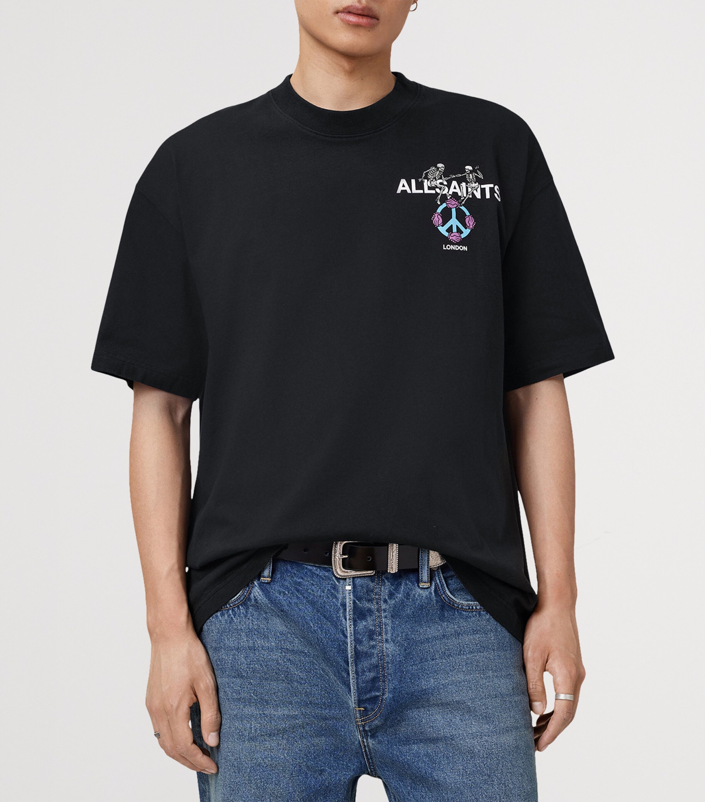 AllSaints Mens Organic Cotton Reincarnate T-Shirt Washed Black Image 6