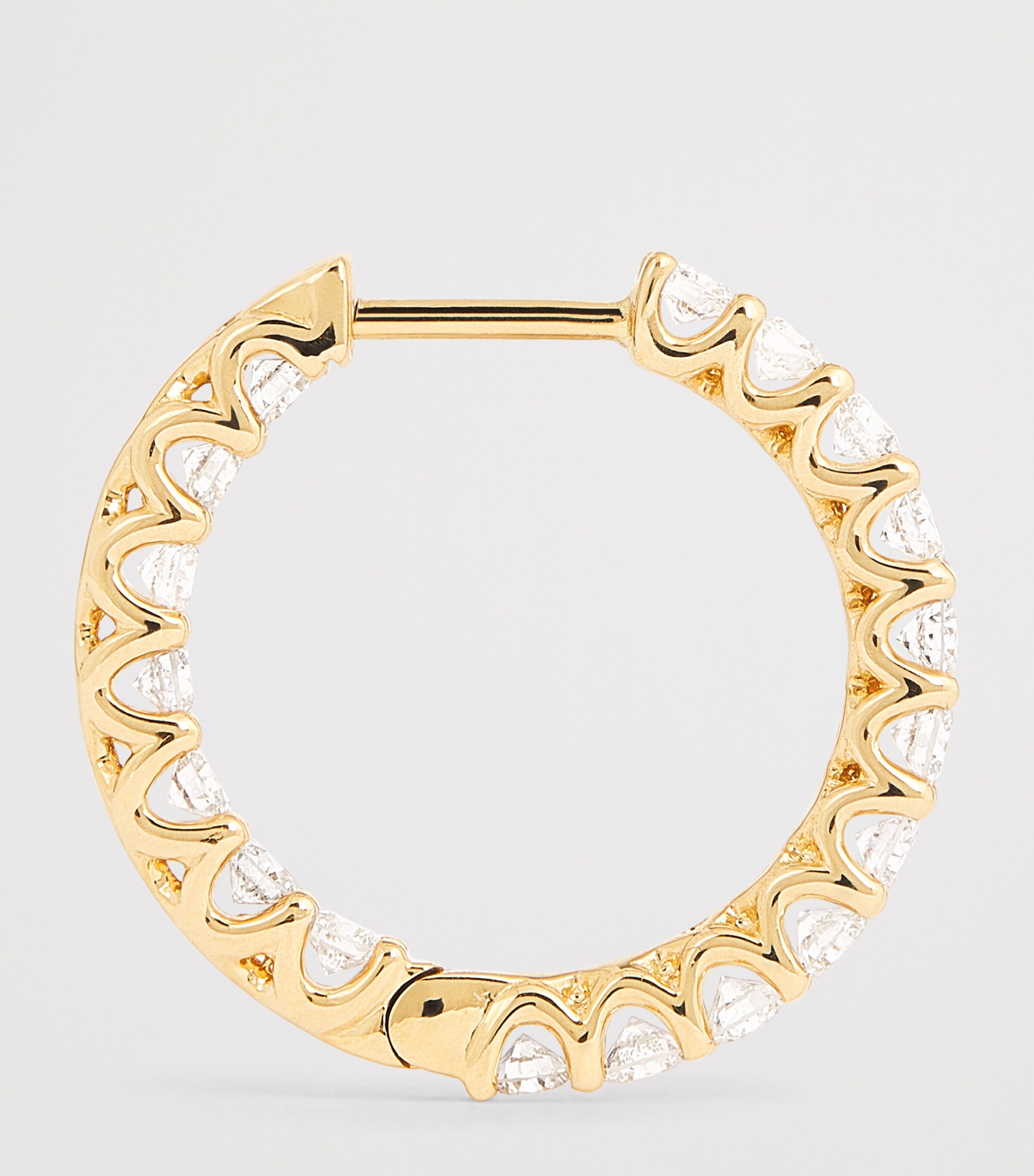 Medium Yellow Gold and Diamond Hoop Earrings (1.25ctw) YELLOW GOLD Image 4